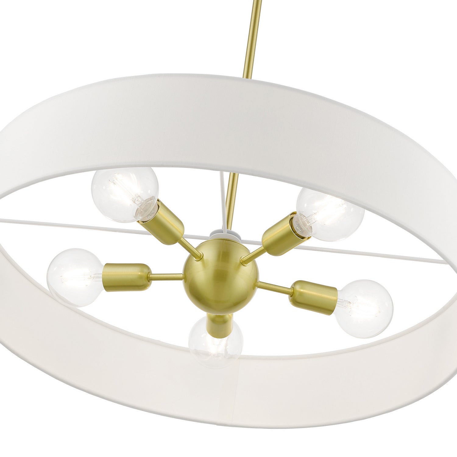 Livex Lighting - 46925-12 - Five Light Pendant - Venlo - Satin Brass w/Shiny White