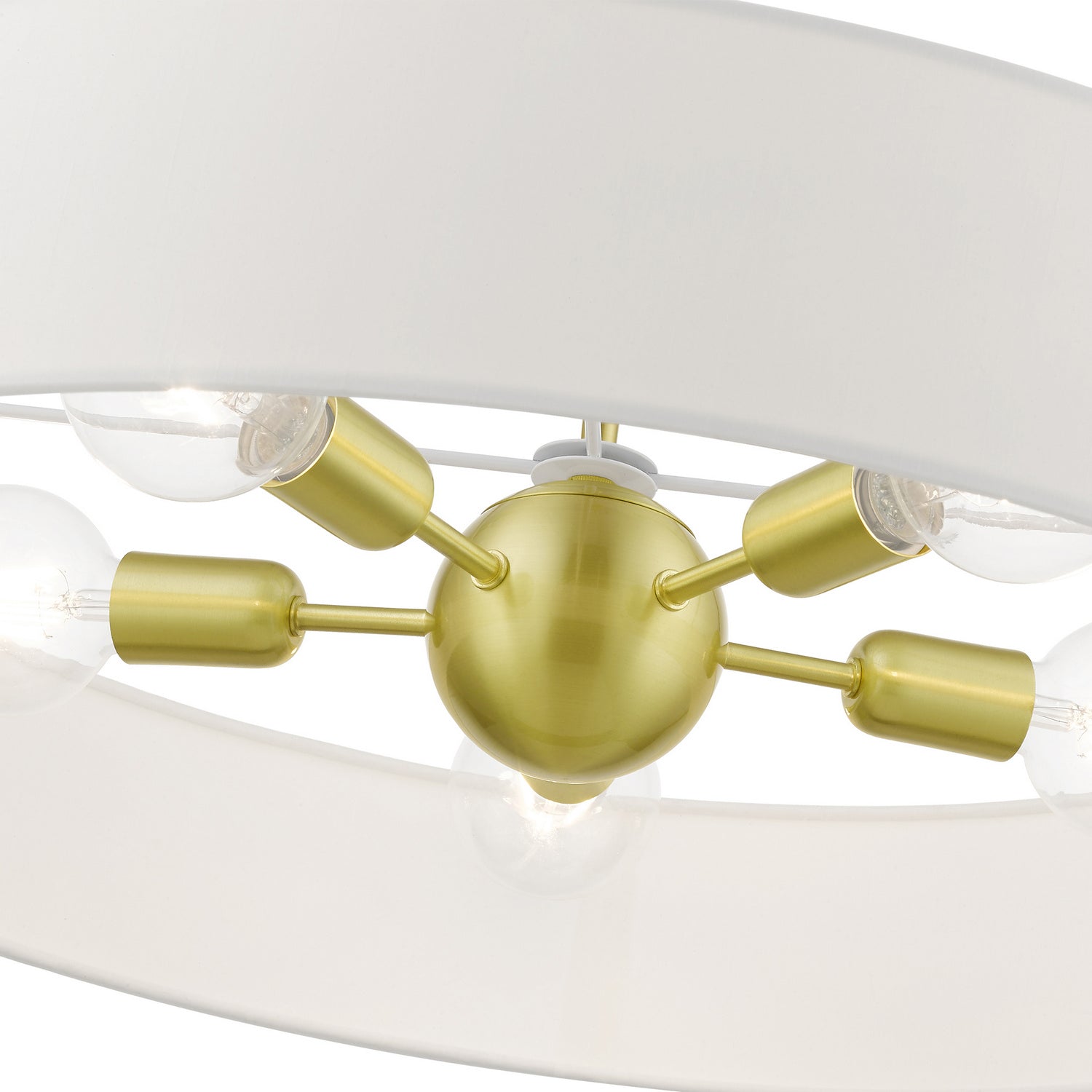 Livex Lighting - 46925-12 - Five Light Pendant - Venlo - Satin Brass w/Shiny White