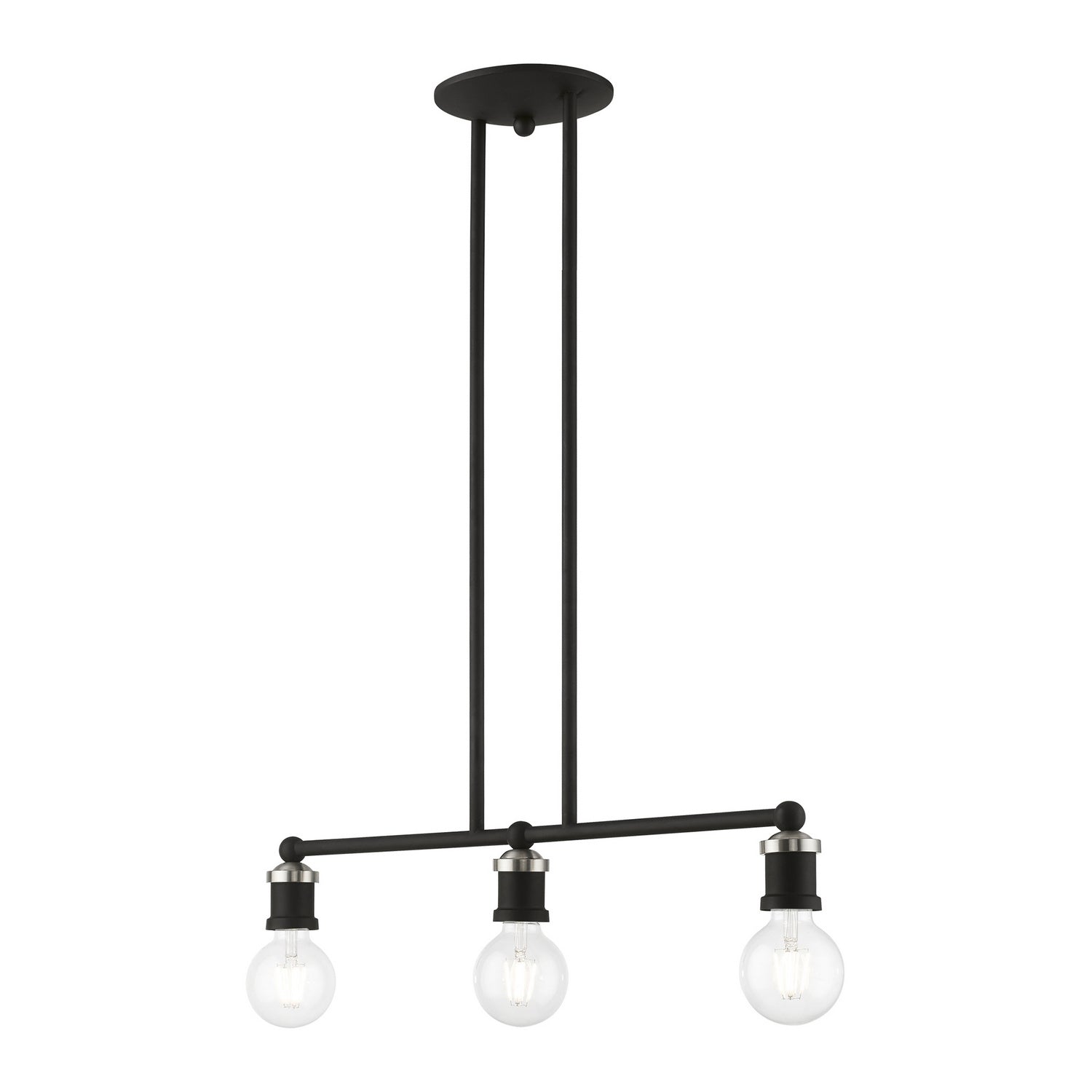 Livex Lighting - 47163-04 - Three Light Linear Chandelier - Lansdale - Black w/Brushed Nickel
