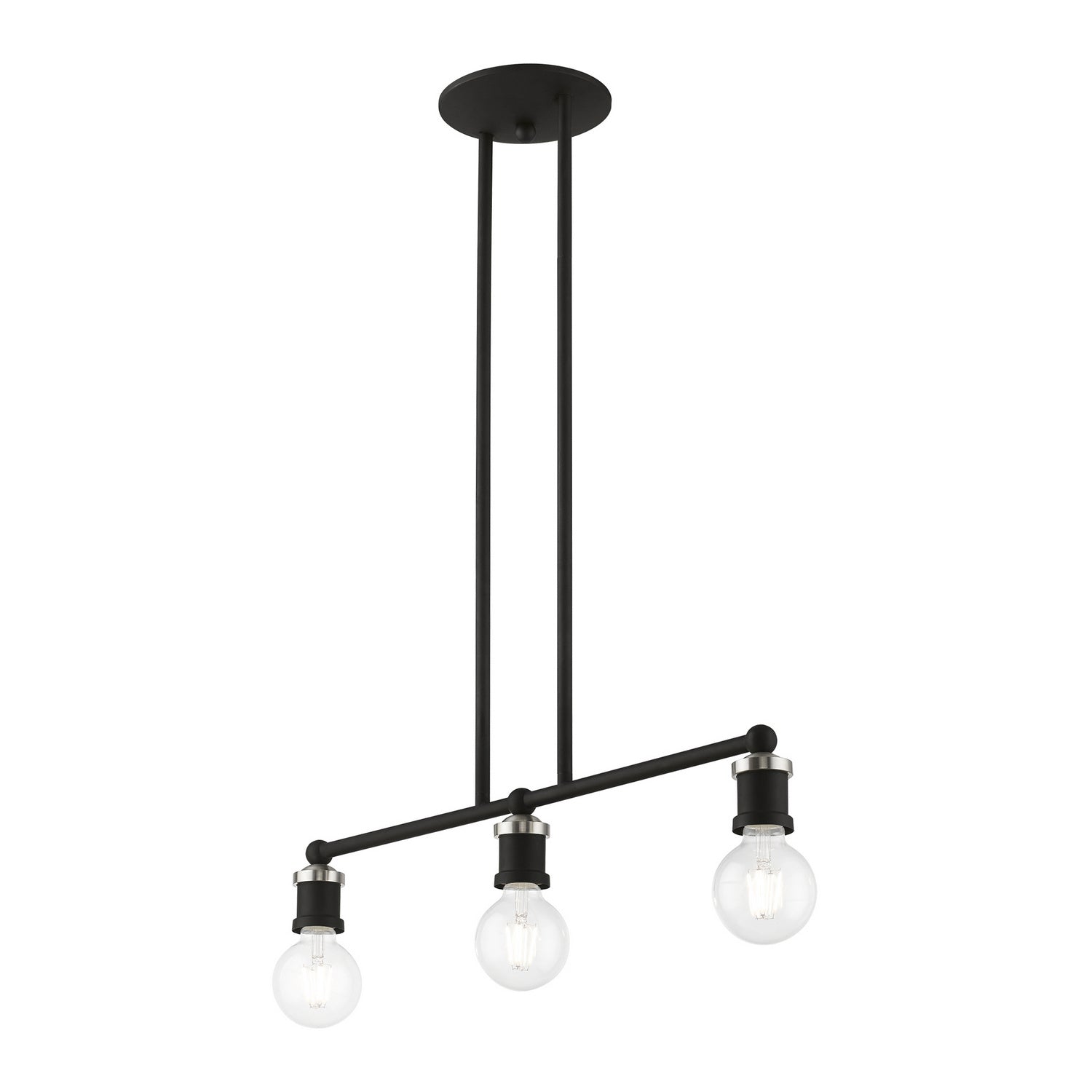 Livex Lighting - 47163-04 - Three Light Linear Chandelier - Lansdale - Black w/Brushed Nickel
