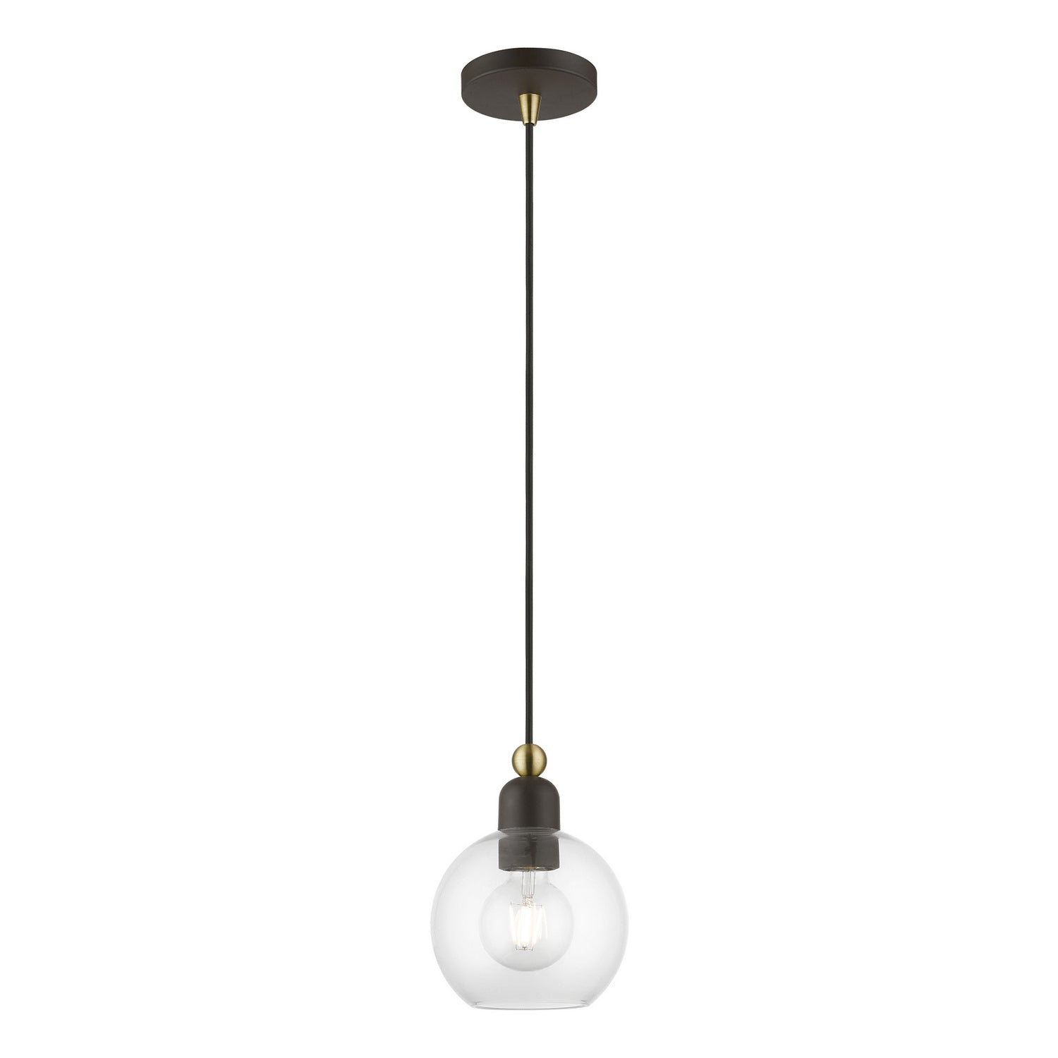 Livex Lighting - 48971-07 - One Light Mini Pendant - Downtown - Bronze w/Antique Brass