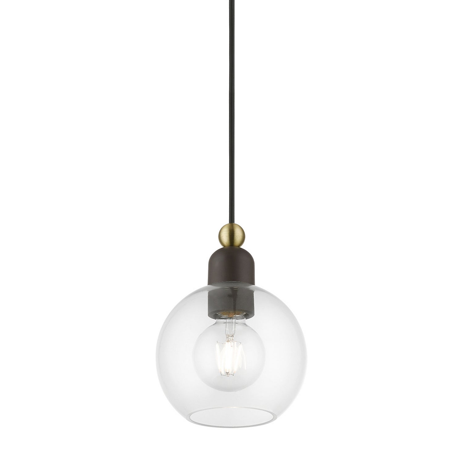 Livex Lighting - 48971-07 - One Light Mini Pendant - Downtown - Bronze w/Antique Brass