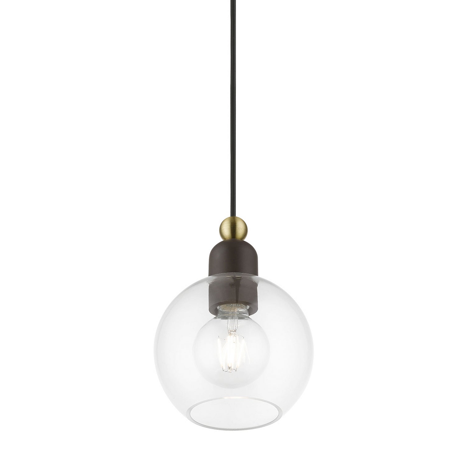 Livex Lighting - 48971-07 - One Light Mini Pendant - Downtown - Bronze w/Antique Brass