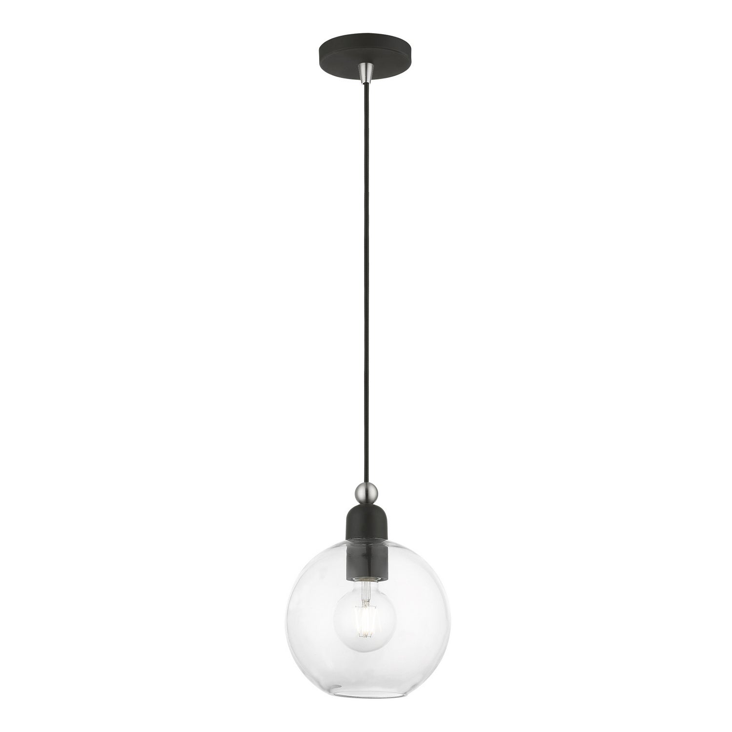 Livex Lighting - 48972-04 - One Light Pendant - Downtown - Black w/Brushed Nickel