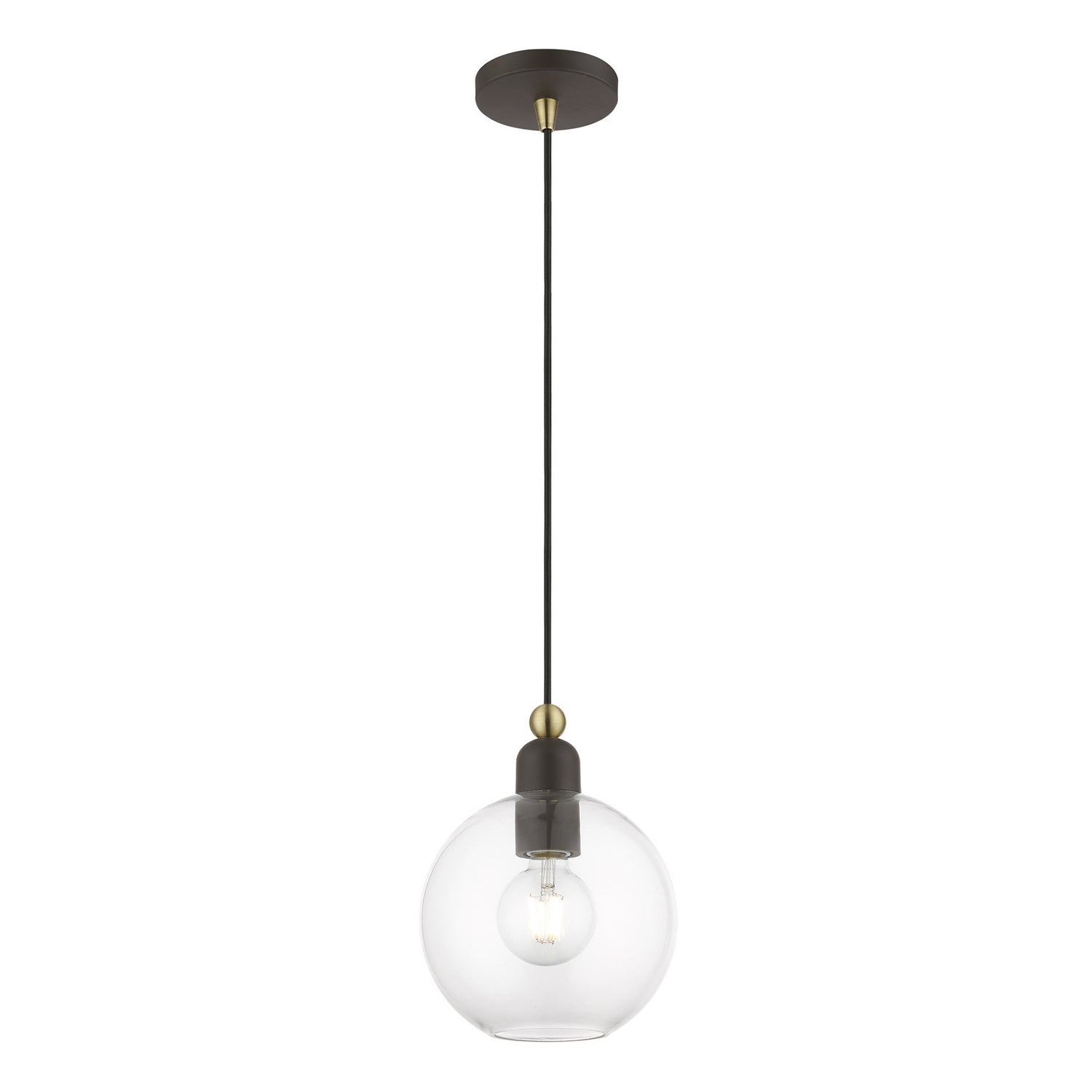 Livex Lighting - 48972-07 - One Light Pendant - Downtown - Bronze w/Antique Brass
