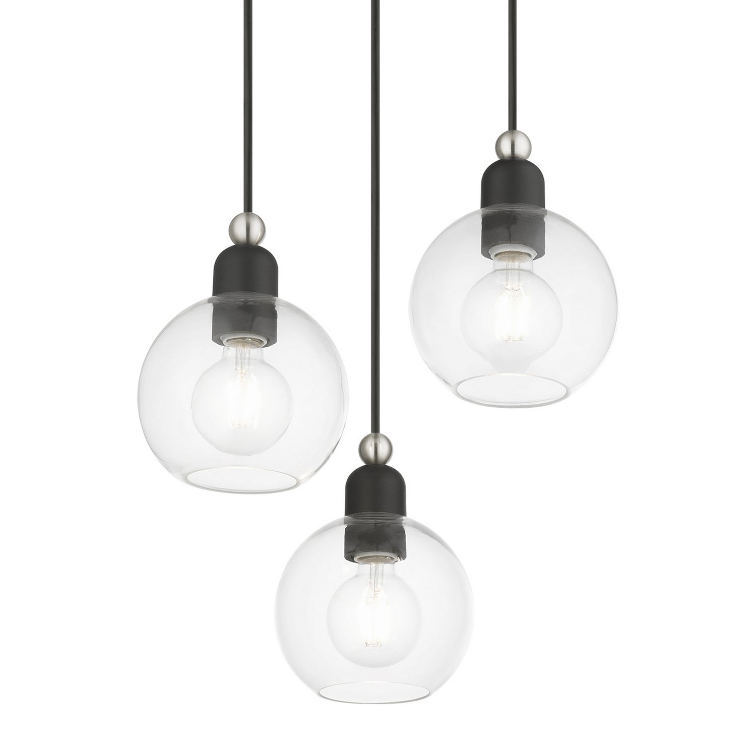 Livex Lighting - 48973-04 - Three Light Pendant - Downtown - Black w/Brushed Nickel