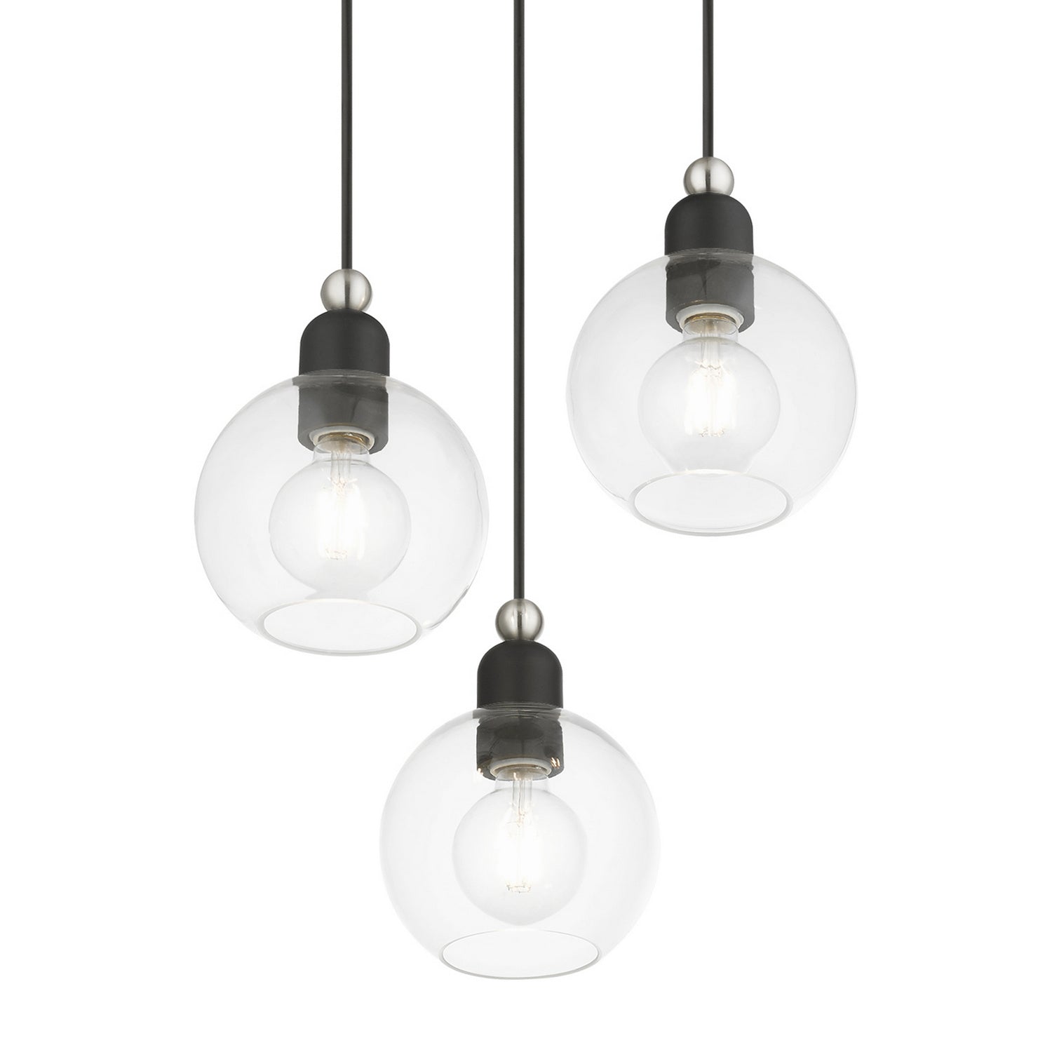 Livex Lighting - 48973-04 - Three Light Pendant - Downtown - Black w/Brushed Nickel