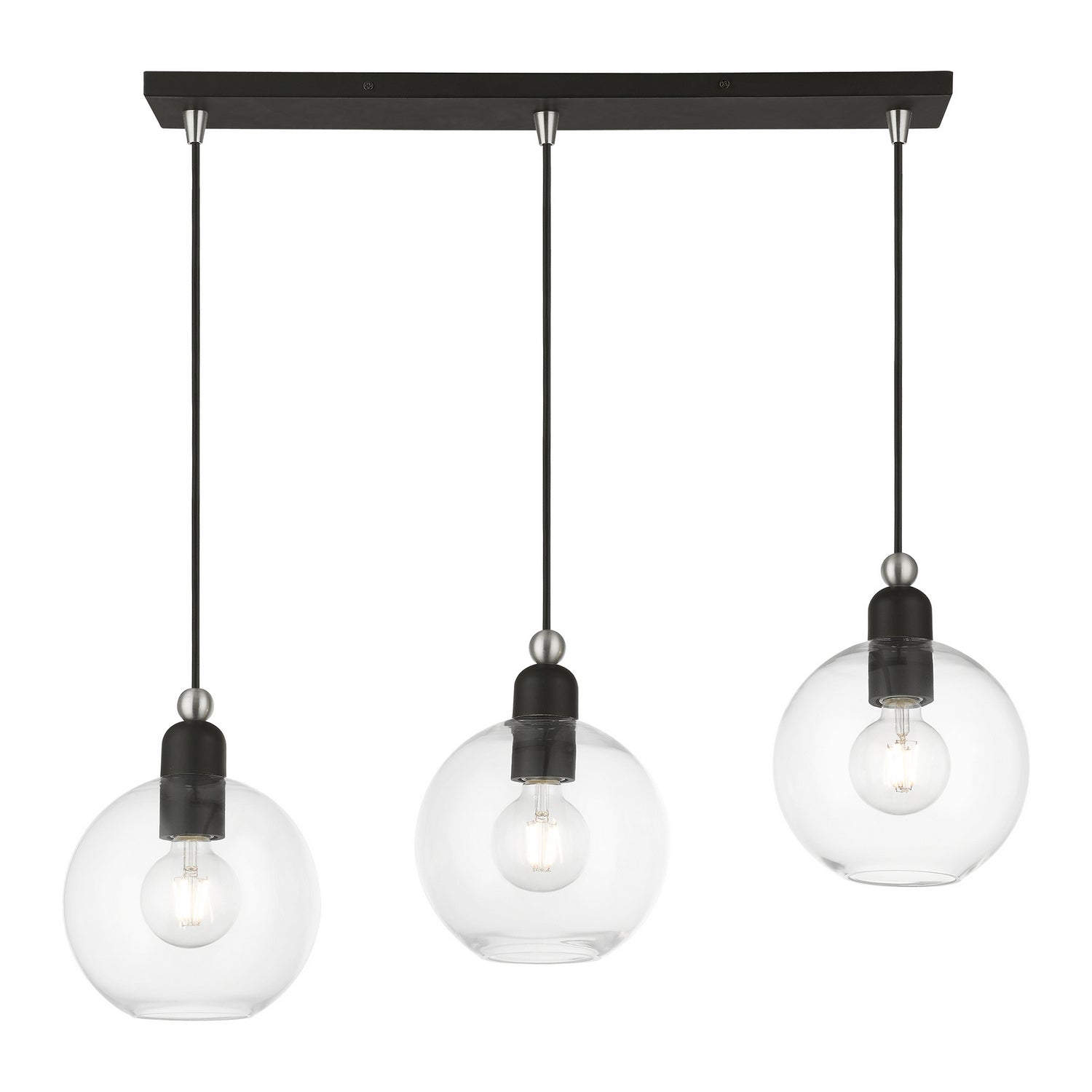 Livex Lighting - 48974-04 - Three Light Linear Chandelier - Downtown - Black w/Brushed Nickel
