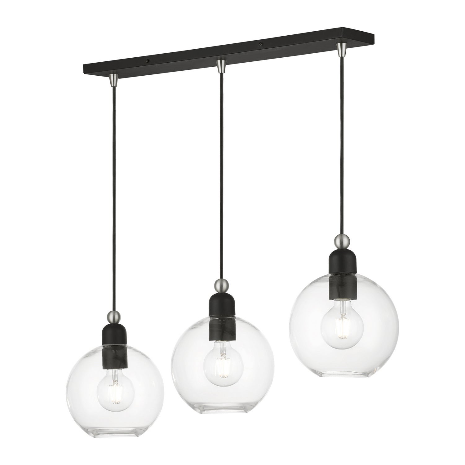 Livex Lighting - 48974-04 - Three Light Linear Chandelier - Downtown - Black w/Brushed Nickel