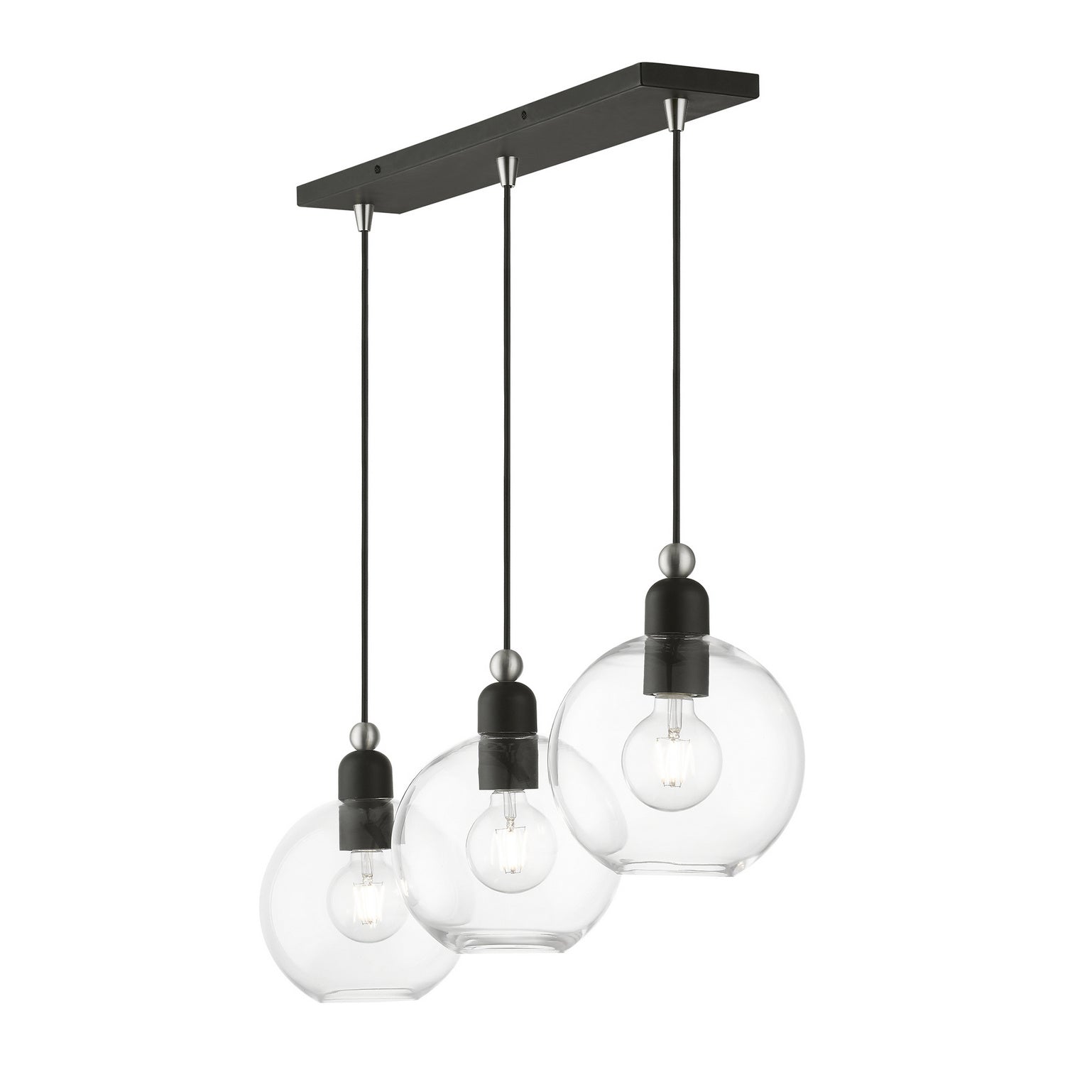 Livex Lighting - 48974-04 - Three Light Linear Chandelier - Downtown - Black w/Brushed Nickel