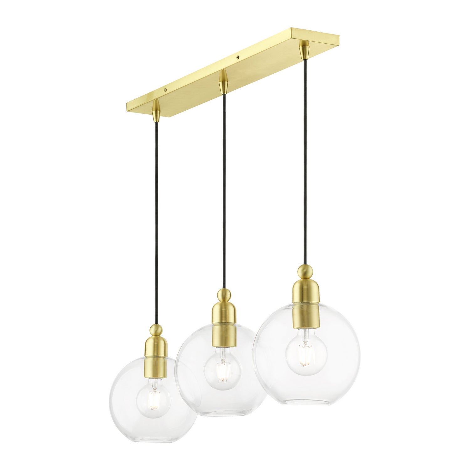 Livex Lighting - 48974-12 - Three Light Linear Chandelier - Downtown - Satin Brass