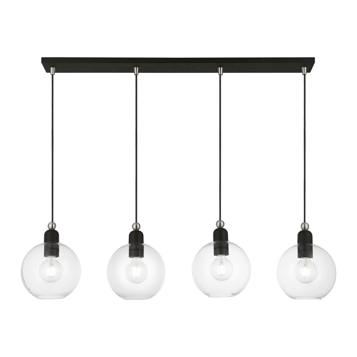 Livex Lighting - 48976-04 - Four Light Linear Chandelier - Downtown - Black w/Brushed Nickel