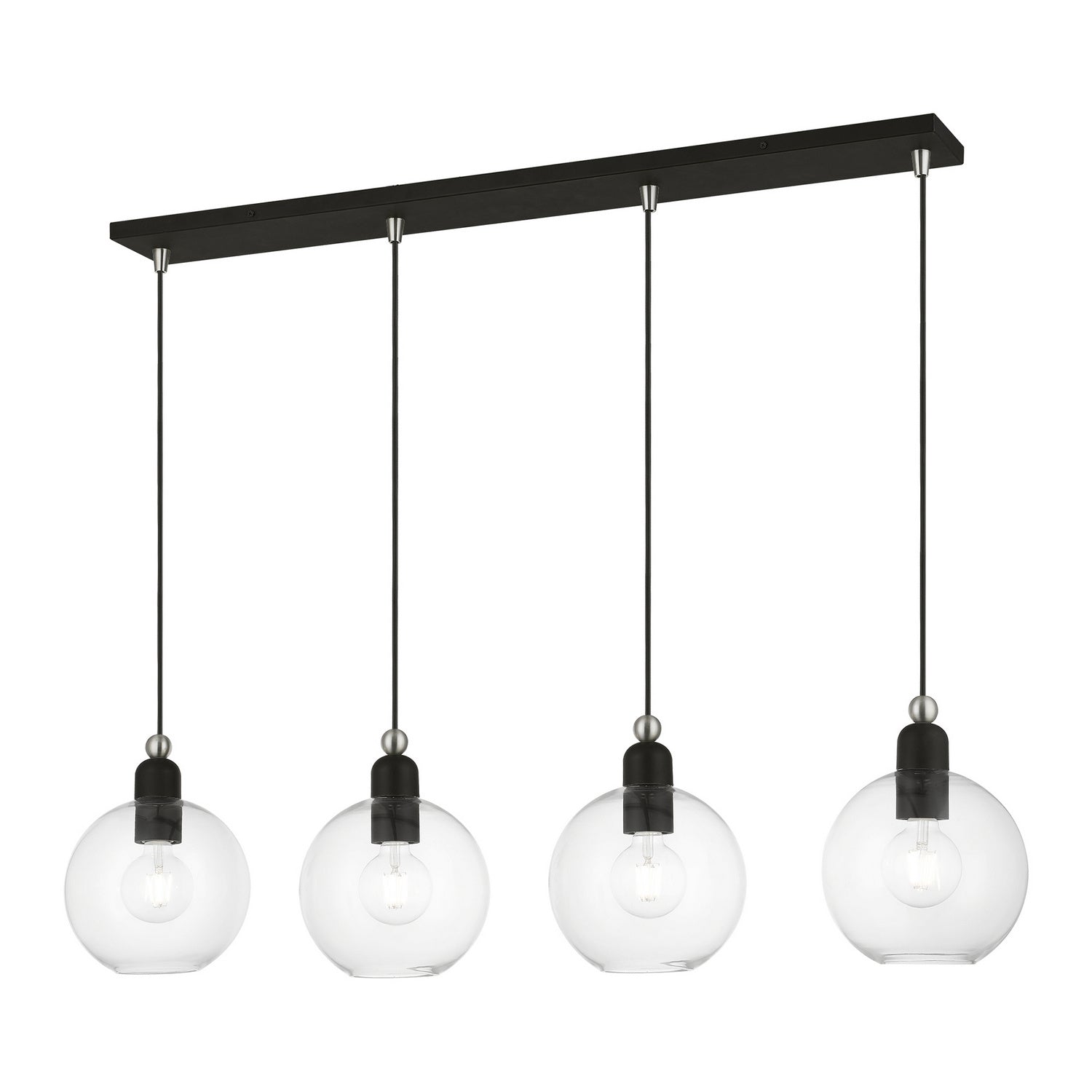 Livex Lighting - 48976-04 - Four Light Linear Chandelier - Downtown - Black w/Brushed Nickel