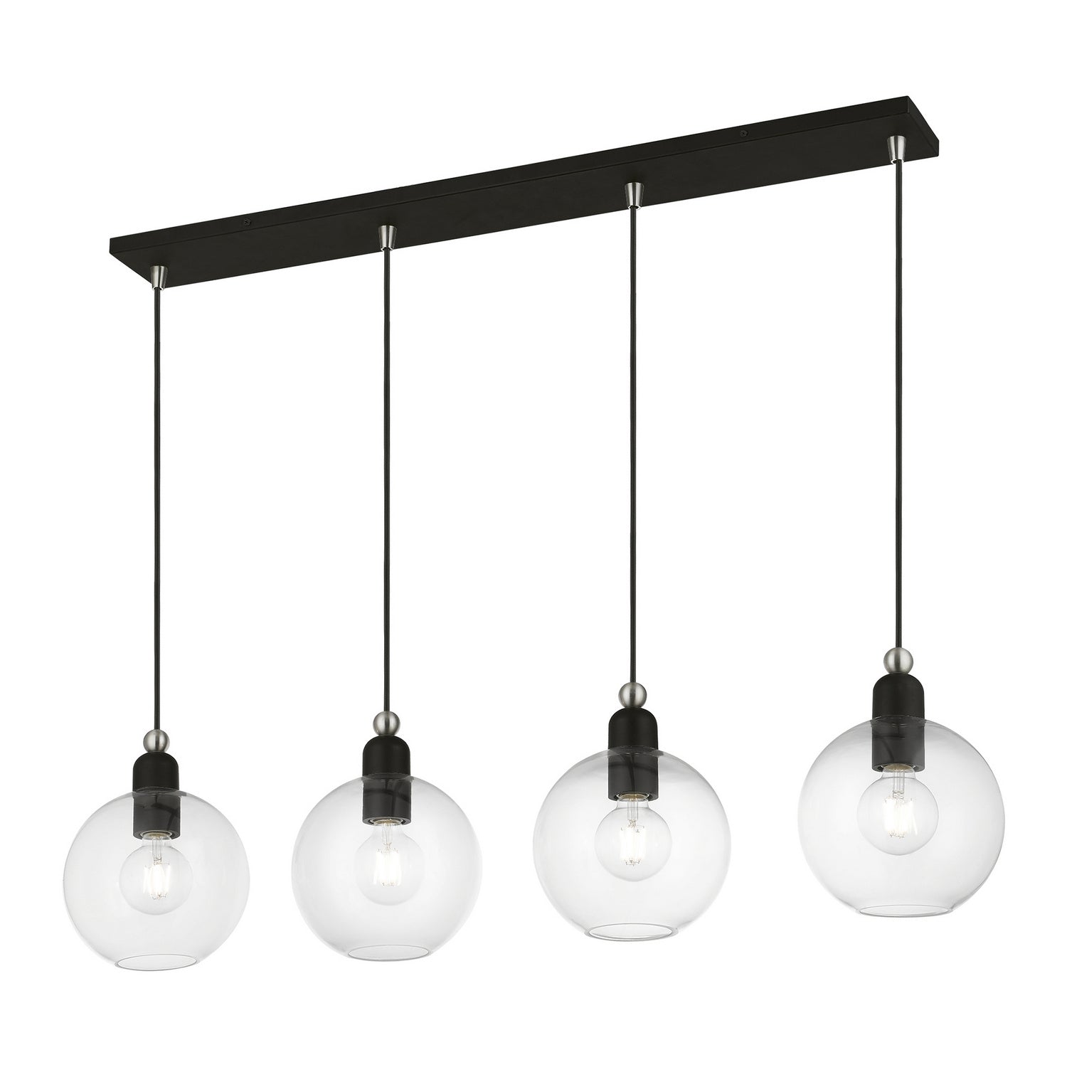 Livex Lighting - 48976-04 - Four Light Linear Chandelier - Downtown - Black w/Brushed Nickel