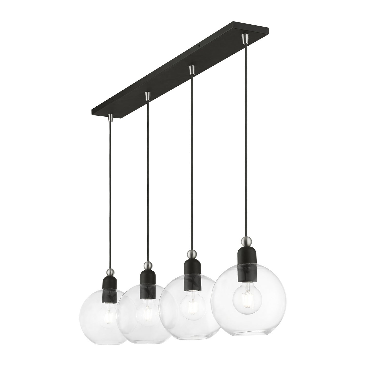 Livex Lighting - 48976-04 - Four Light Linear Chandelier - Downtown - Black w/Brushed Nickel