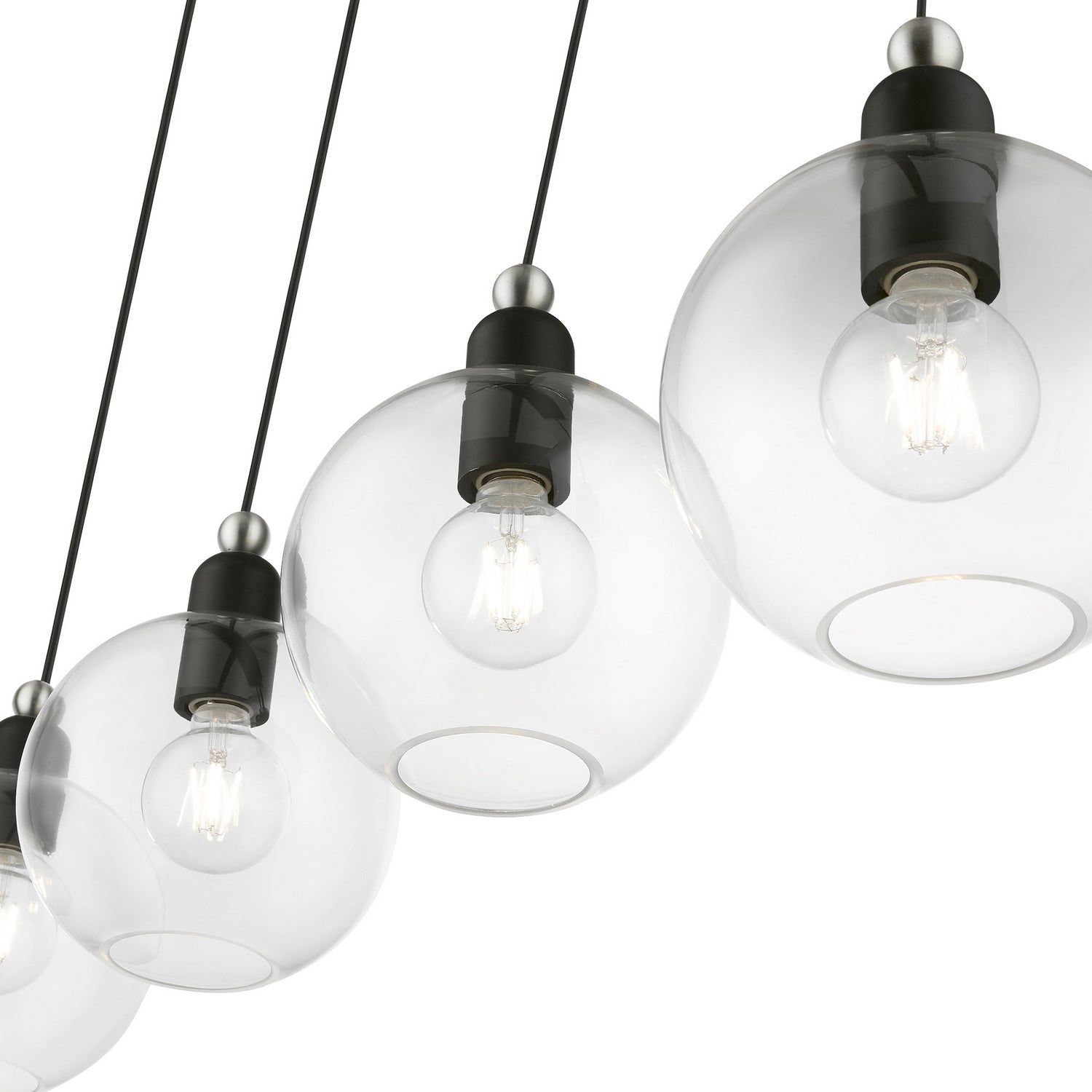 Livex Lighting - 48976-04 - Four Light Linear Chandelier - Downtown - Black w/Brushed Nickel