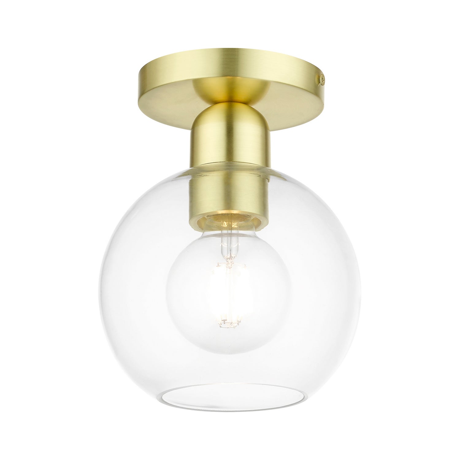 Livex Lighting - 48977-12 - One Light Semi-Flush Mount - Downtown - Satin Brass