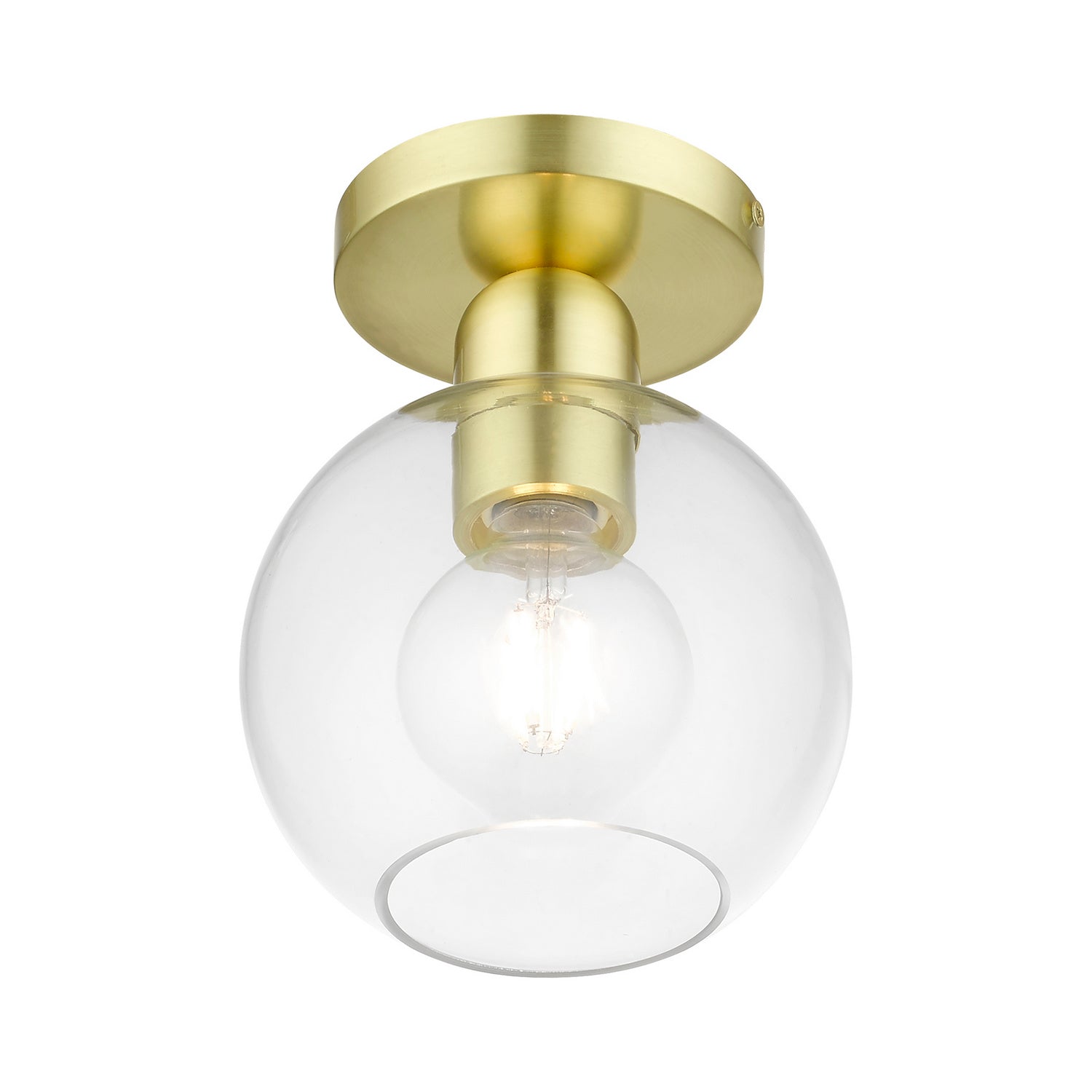 Livex Lighting - 48977-12 - One Light Semi-Flush Mount - Downtown - Satin Brass