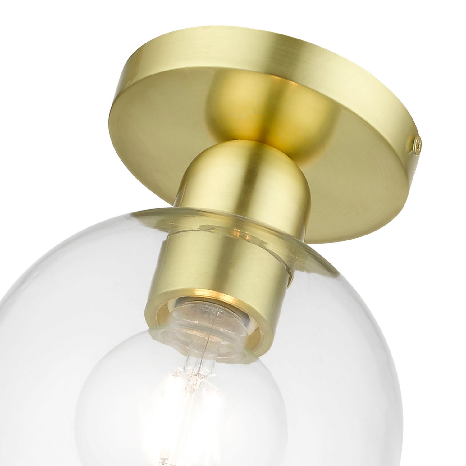 Livex Lighting - 48977-12 - One Light Semi-Flush Mount - Downtown - Satin Brass
