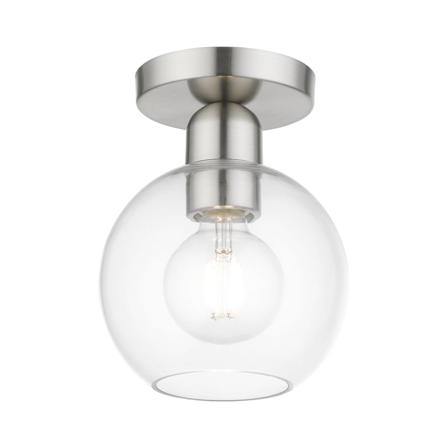 Livex Lighting - 48977-91 - One Light Semi-Flush Mount - Downtown - Brushed Nickel