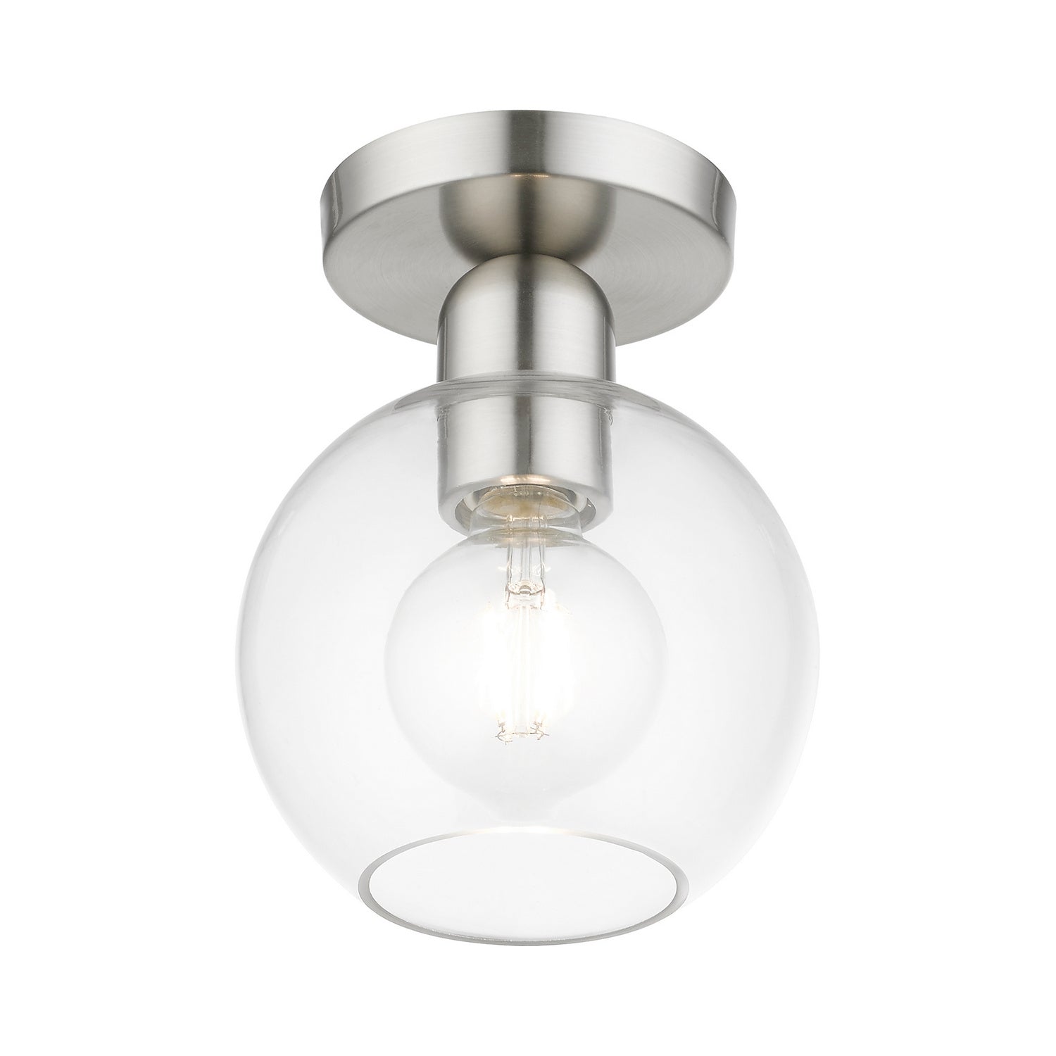 Livex Lighting - 48977-91 - One Light Semi-Flush Mount - Downtown - Brushed Nickel