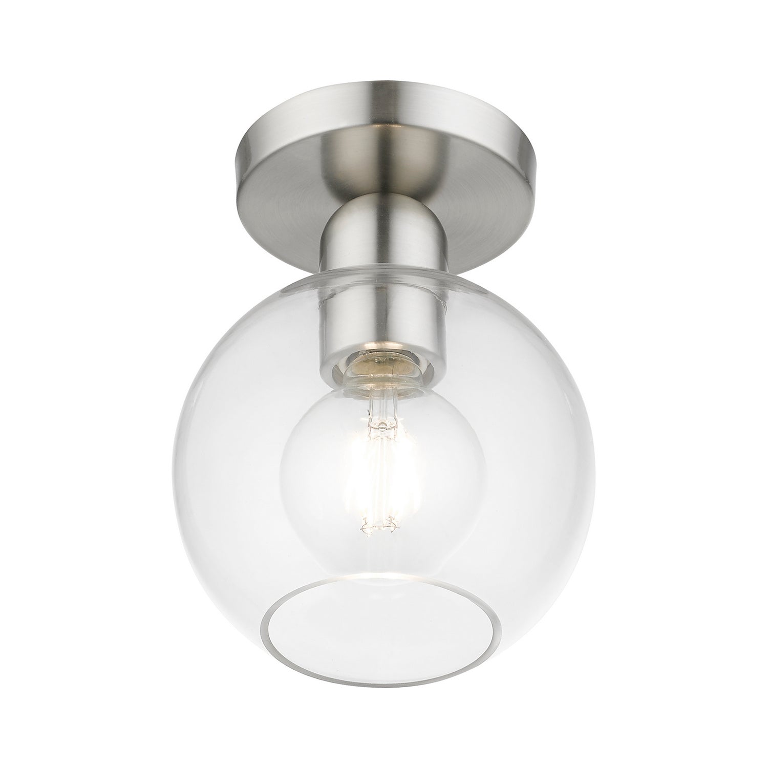 Livex Lighting - 48977-91 - One Light Semi-Flush Mount - Downtown - Brushed Nickel