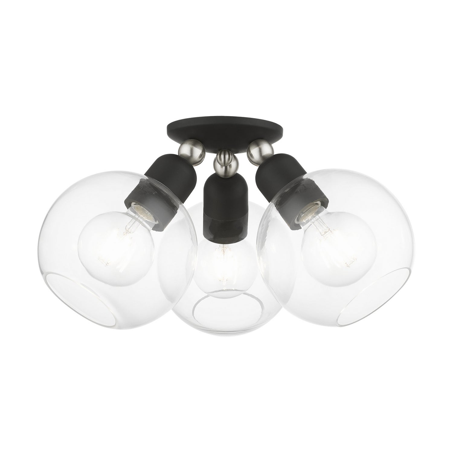 Livex Lighting - 48978-04 - Three Light Semi-Flush Mount - Downtown - Black w/Brushed Nickel