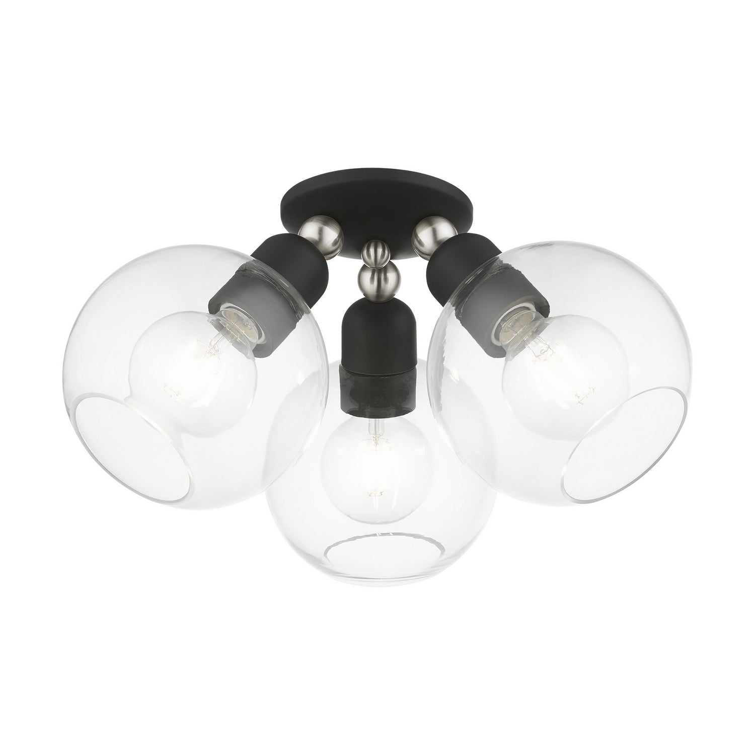 Livex Lighting - 48978-04 - Three Light Semi-Flush Mount - Downtown - Black w/Brushed Nickel