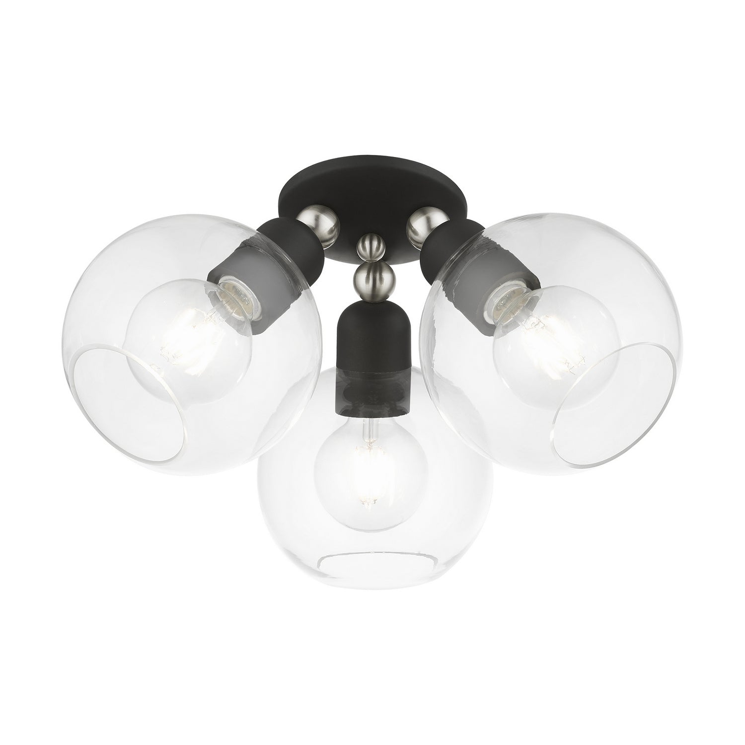 Livex Lighting - 48978-04 - Three Light Semi-Flush Mount - Downtown - Black w/Brushed Nickel