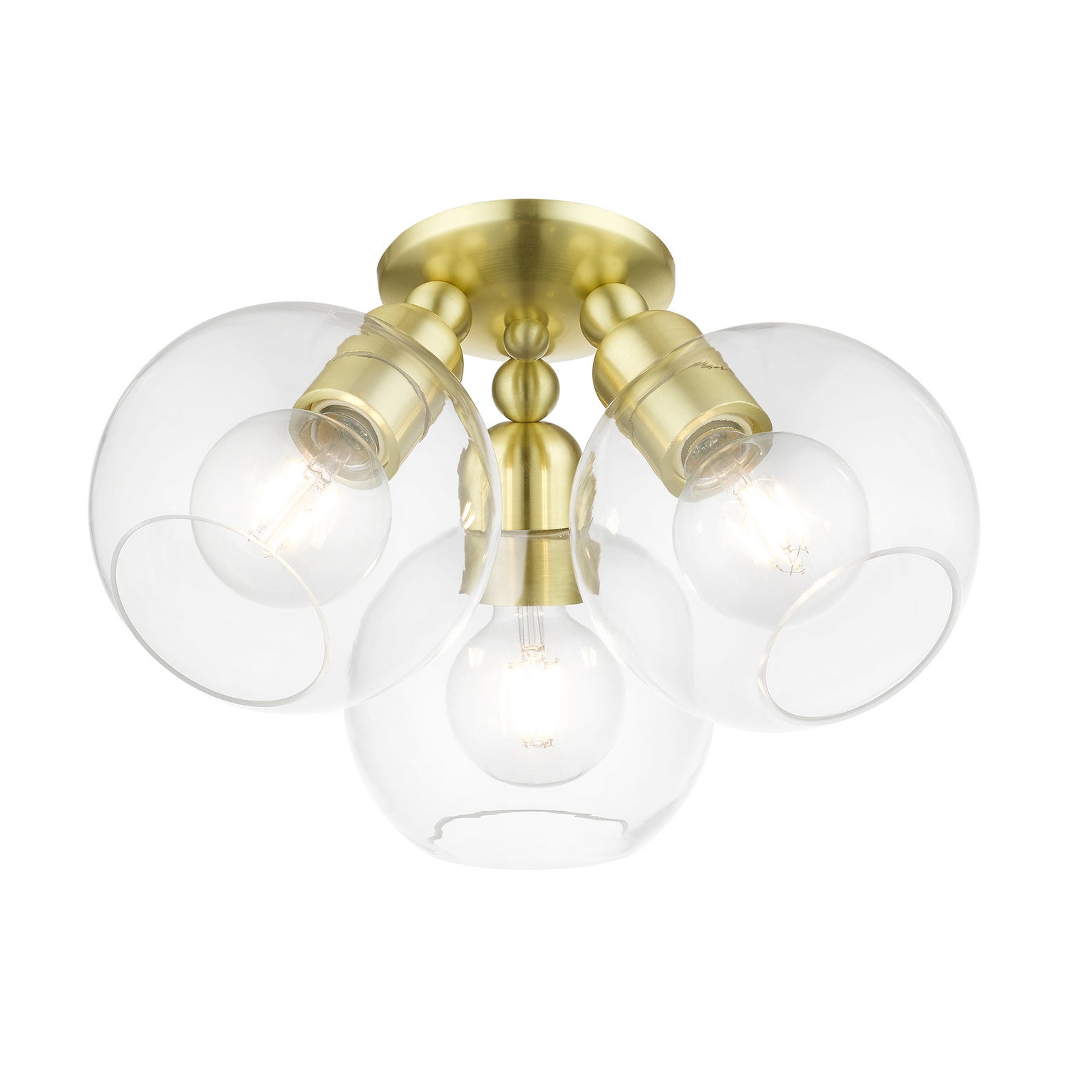 Livex Lighting - 48978-12 - Three Light Semi-Flush Mount - Downtown - Satin Brass
