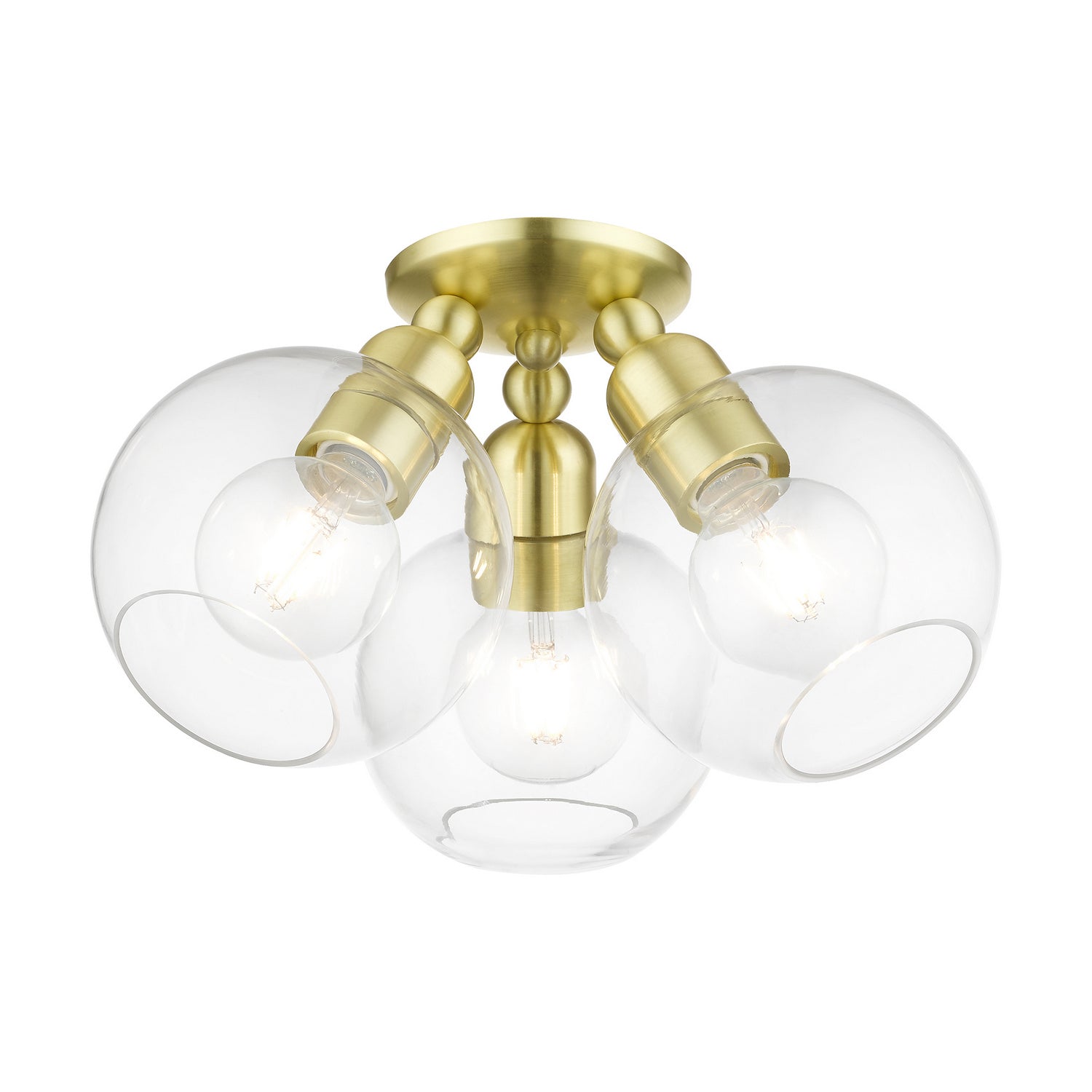 Livex Lighting - 48978-12 - Three Light Semi-Flush Mount - Downtown - Satin Brass