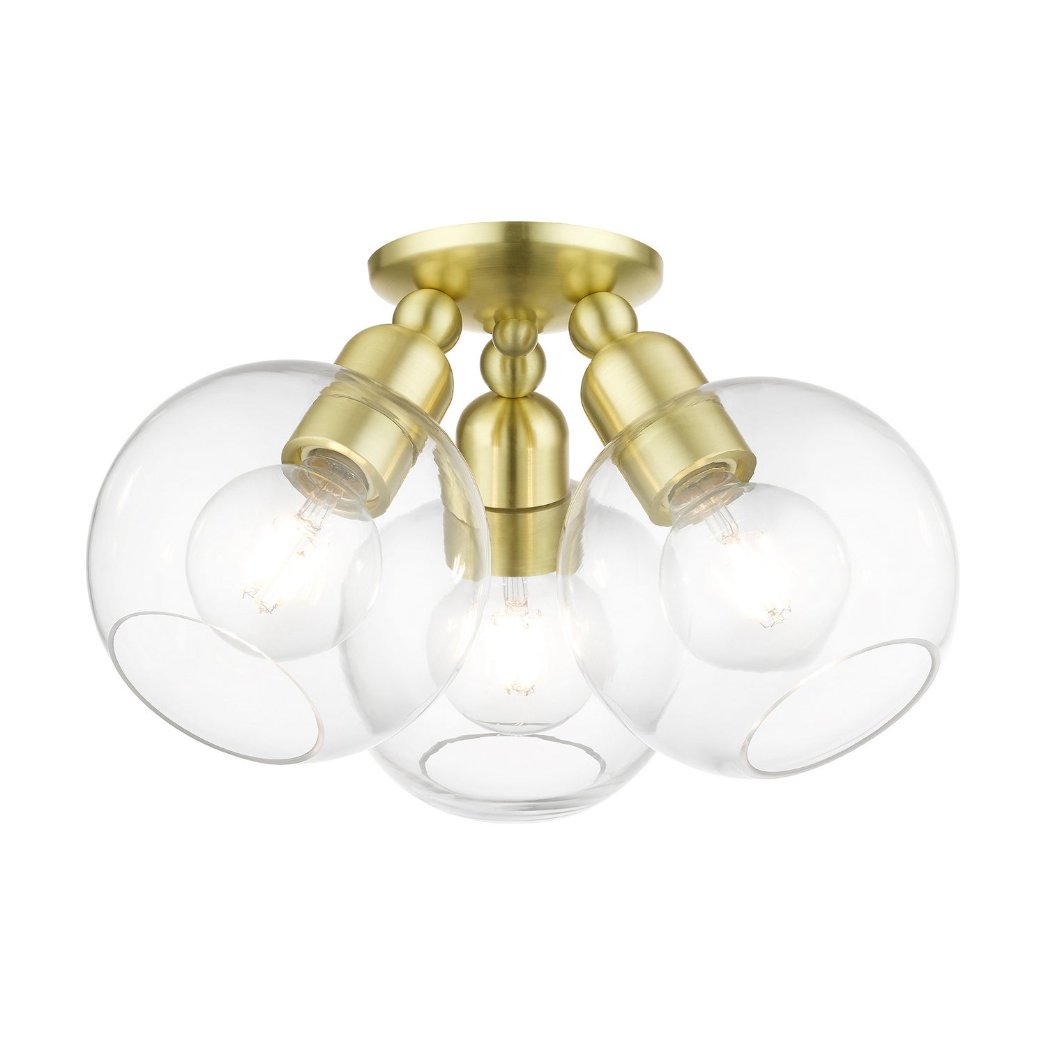 Livex Lighting - 48978-12 - Three Light Semi-Flush Mount - Downtown - Satin Brass