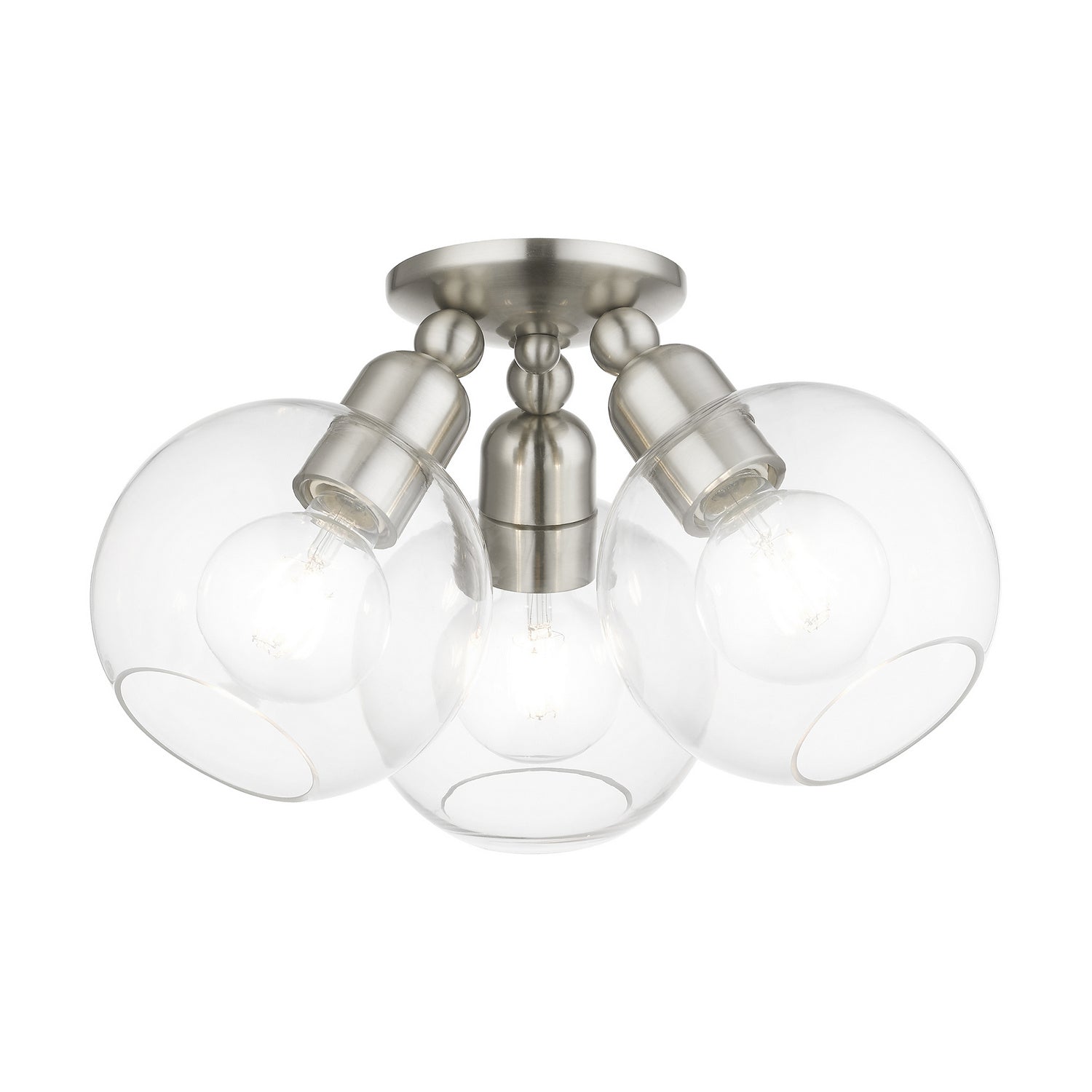 Livex Lighting - 48978-91 - Three Light Semi-Flush Mount - Downtown - Brushed Nickel