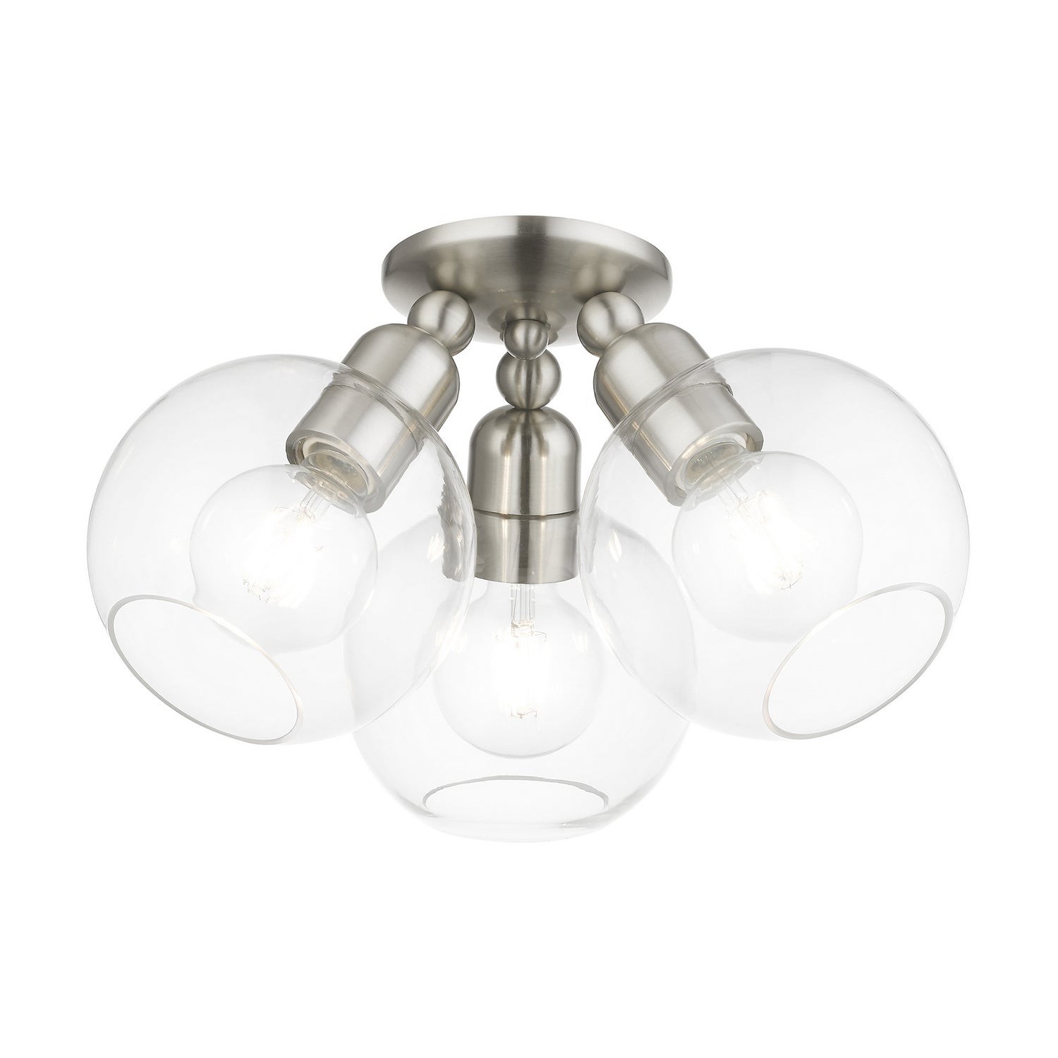 Livex Lighting - 48978-91 - Three Light Semi-Flush Mount - Downtown - Brushed Nickel