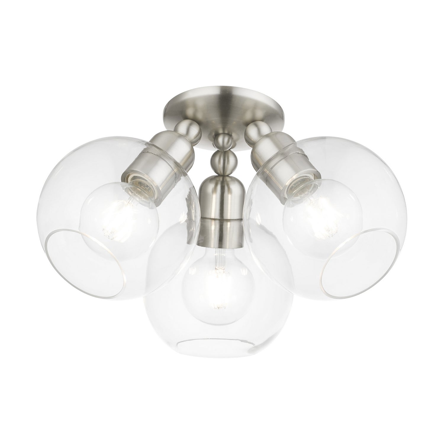 Livex Lighting - 48978-91 - Three Light Semi-Flush Mount - Downtown - Brushed Nickel