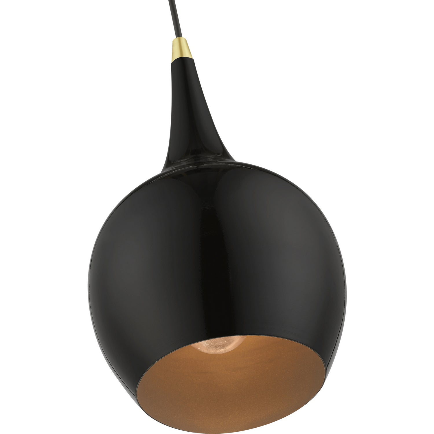 Livex Lighting - 49016-68 - One Light Mini Pendant - Andes - Shiny Black w/Polished Brass