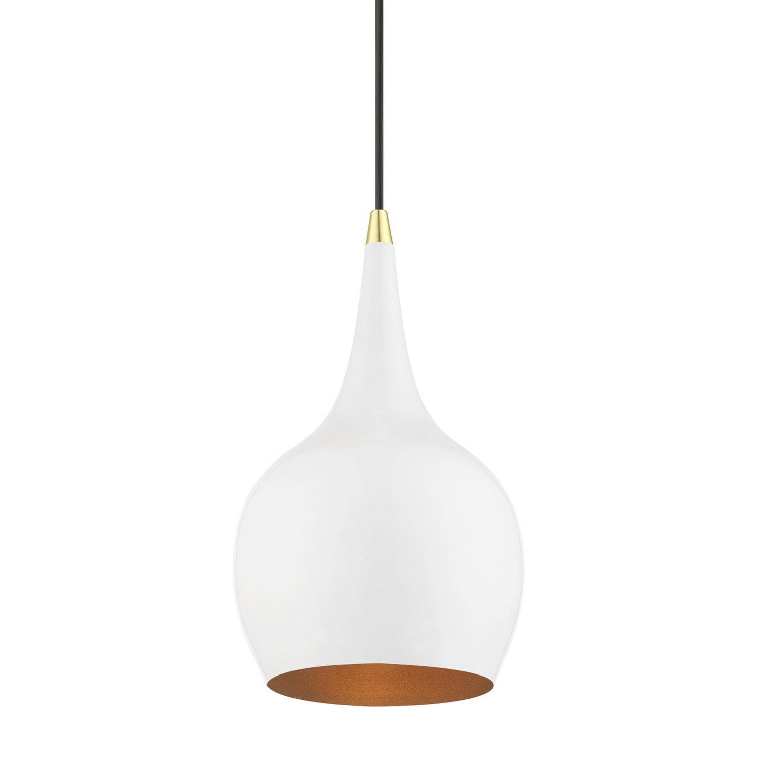 Livex Lighting - 49016-69 - One Light Mini Pendant - Andes - Shiny White w/Polished Brass