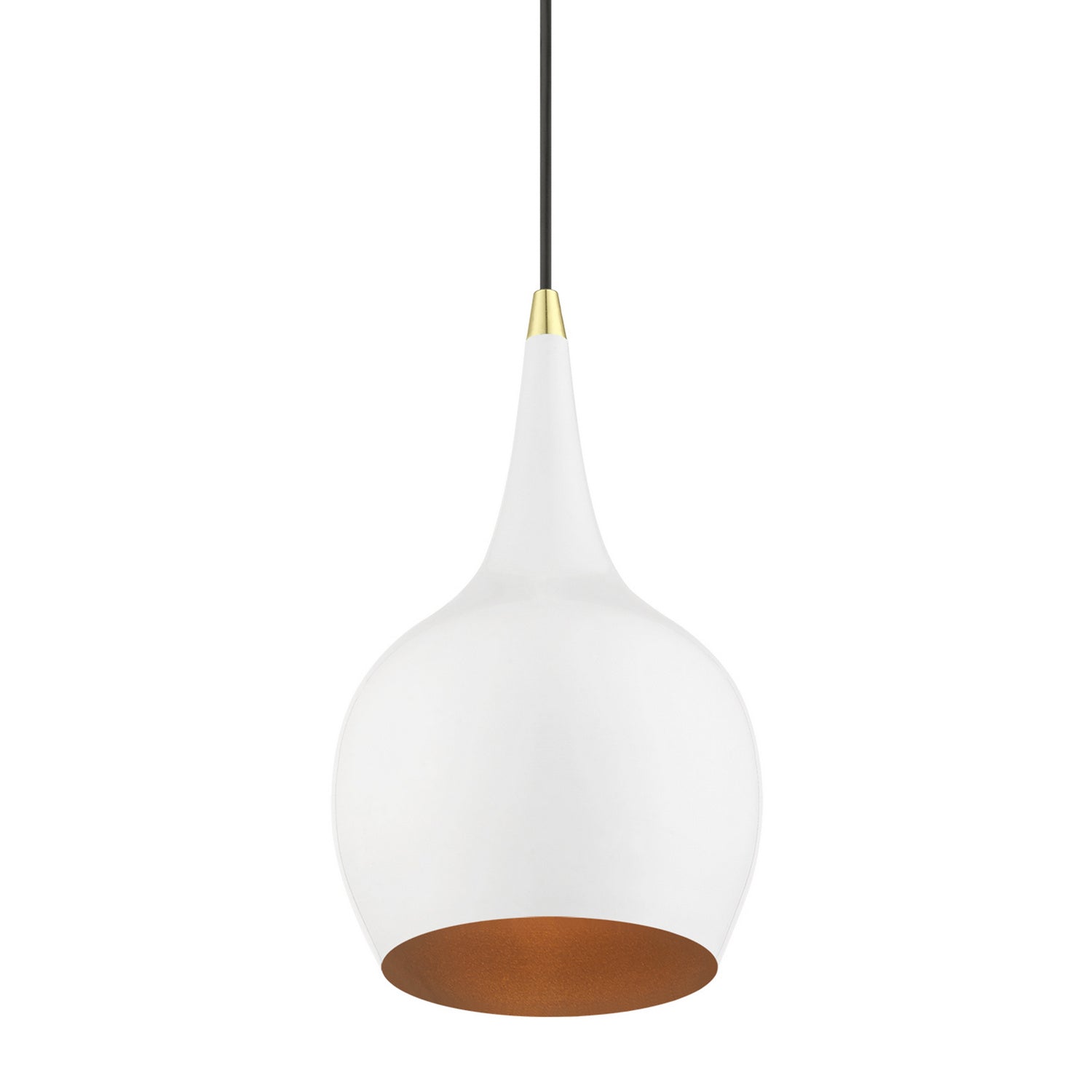 Livex Lighting - 49016-69 - One Light Mini Pendant - Andes - Shiny White w/Polished Brass