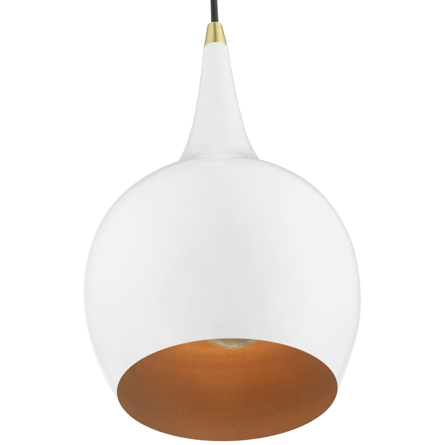 Livex Lighting - 49016-69 - One Light Mini Pendant - Andes - Shiny White w/Polished Brass