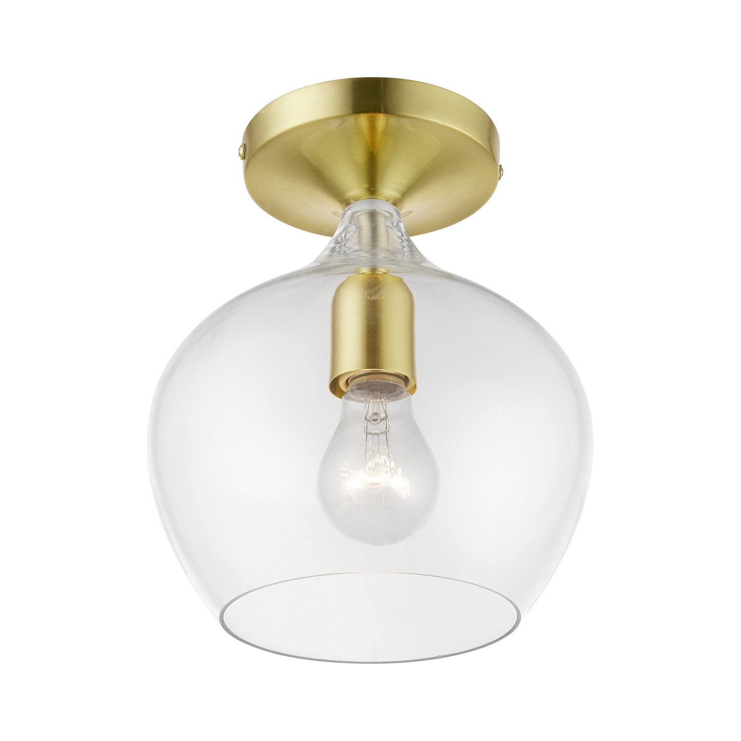 Livex Lighting - 49087-12 - One Light Semi-Flush Mount - Aldrich - Satin Brass w/Polished Brass
