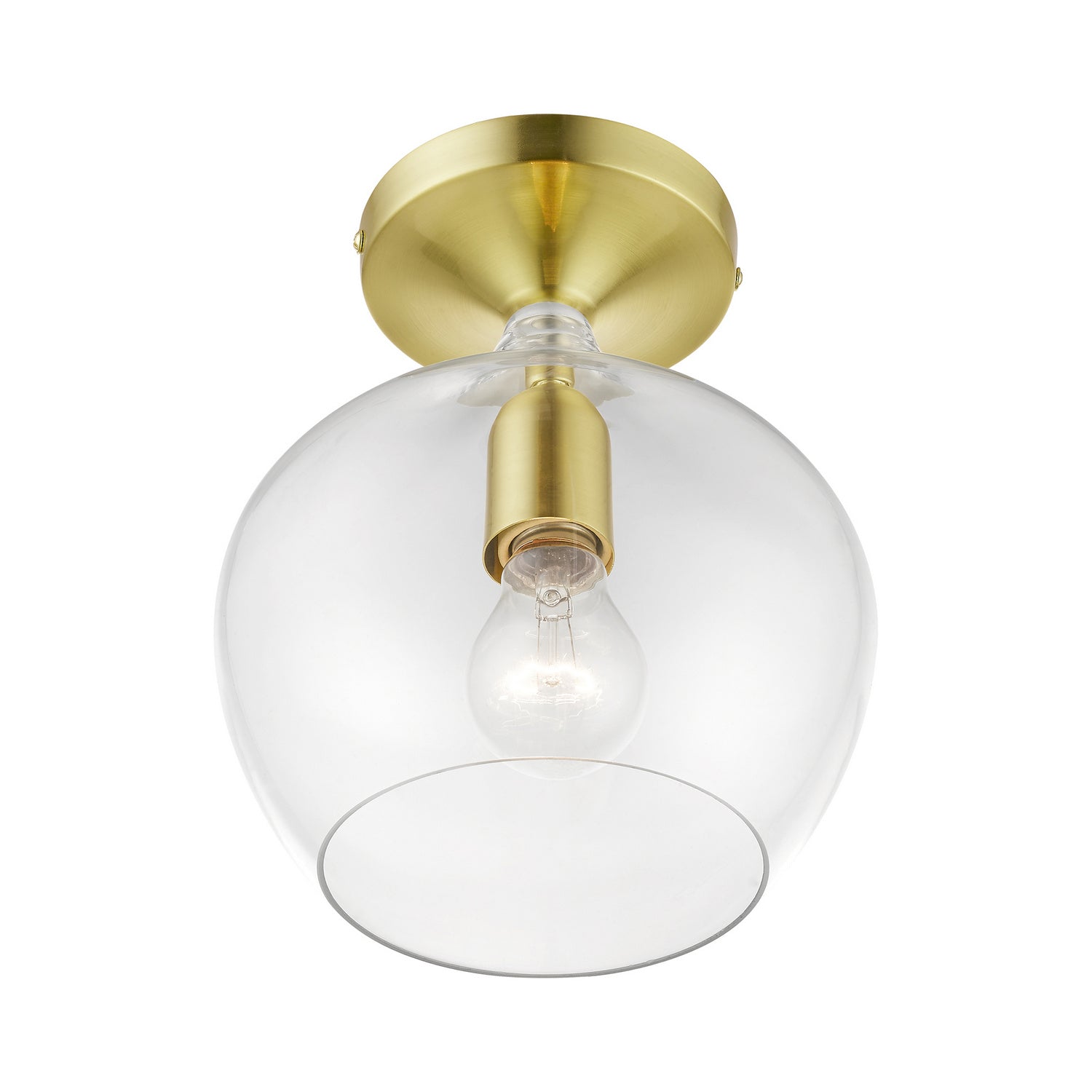 Livex Lighting - 49087-12 - One Light Semi-Flush Mount - Aldrich - Satin Brass w/Polished Brass