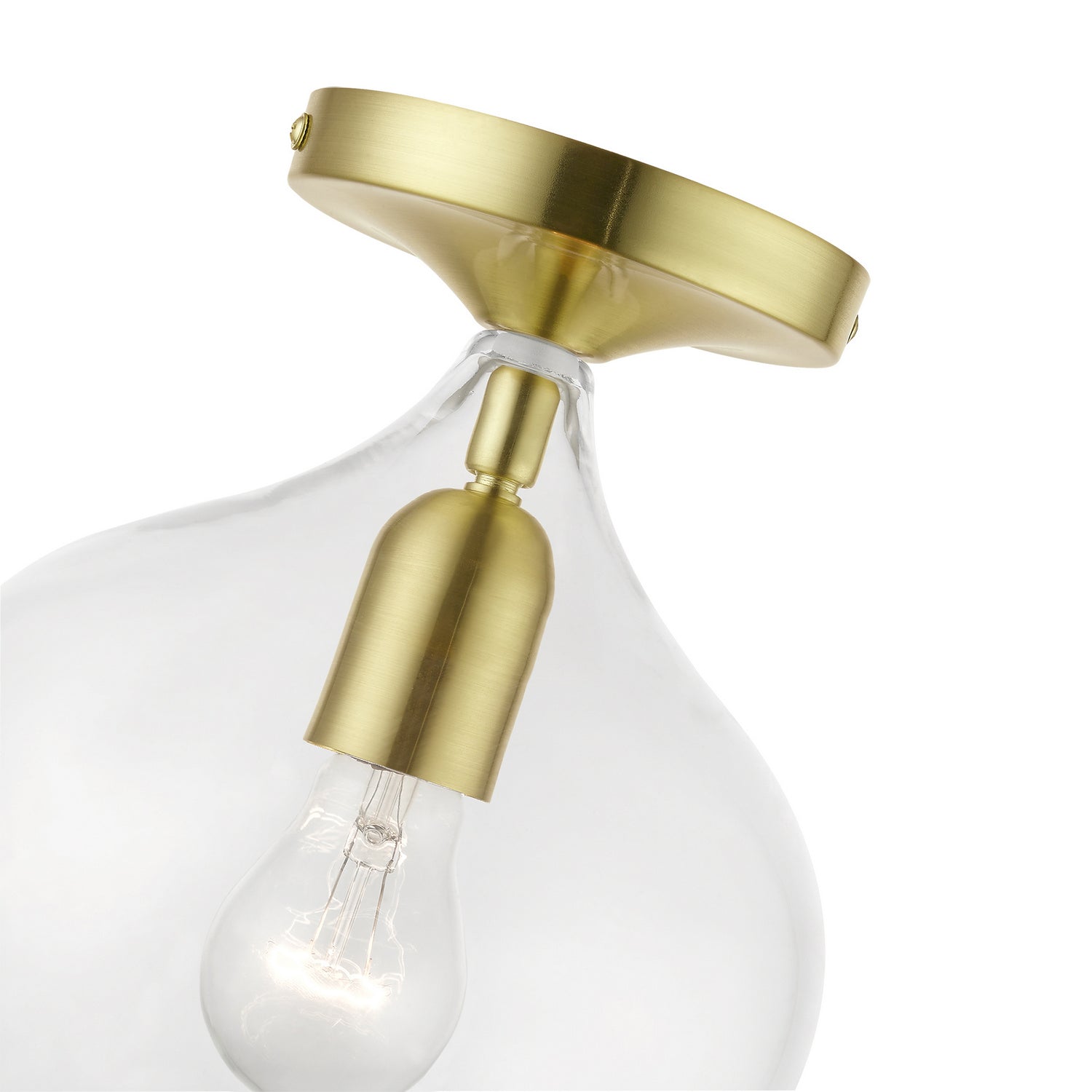Livex Lighting - 49087-12 - One Light Semi-Flush Mount - Aldrich - Satin Brass w/Polished Brass
