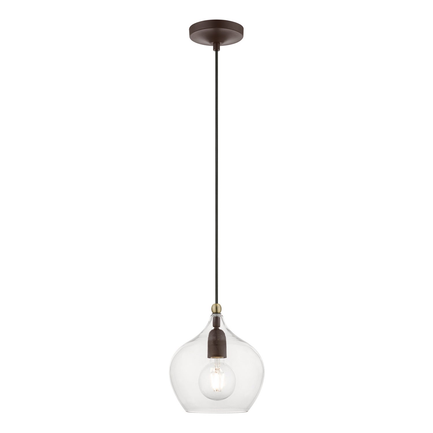 Livex Lighting - 49088-07 - One Light Pendant - Aldrich - Bronze w/Antique Brass