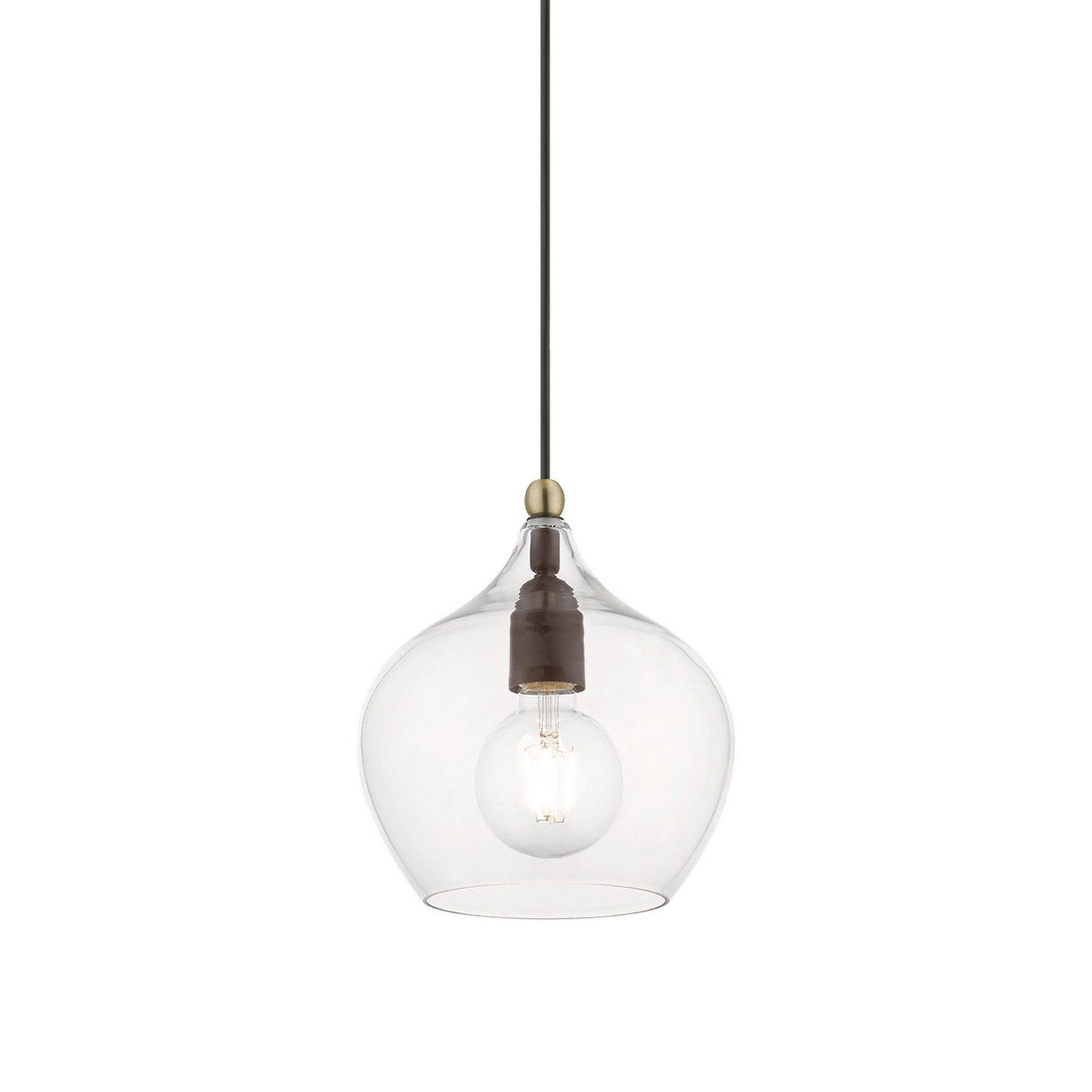 Livex Lighting - 49088-07 - One Light Pendant - Aldrich - Bronze w/Antique Brass