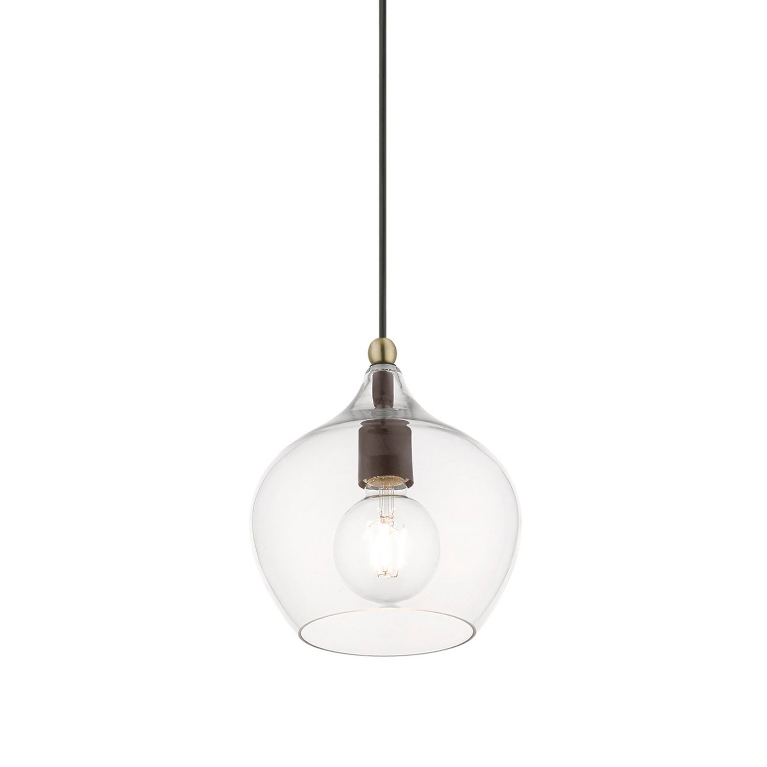 Livex Lighting - 49088-07 - One Light Pendant - Aldrich - Bronze w/Antique Brass