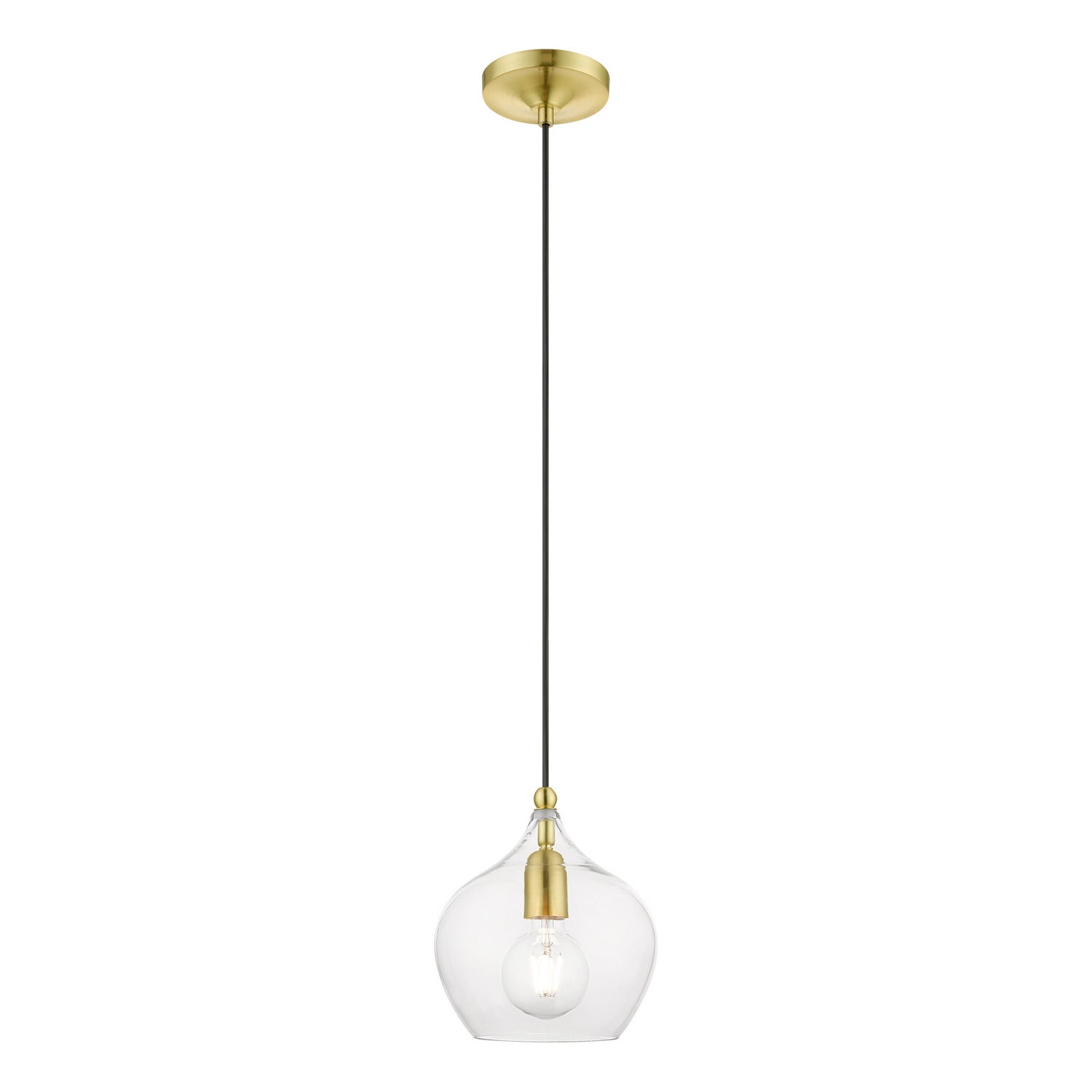 Livex Lighting - 49088-12 - One Light Pendant - Aldrich - Satin Brass w/Polished Brass