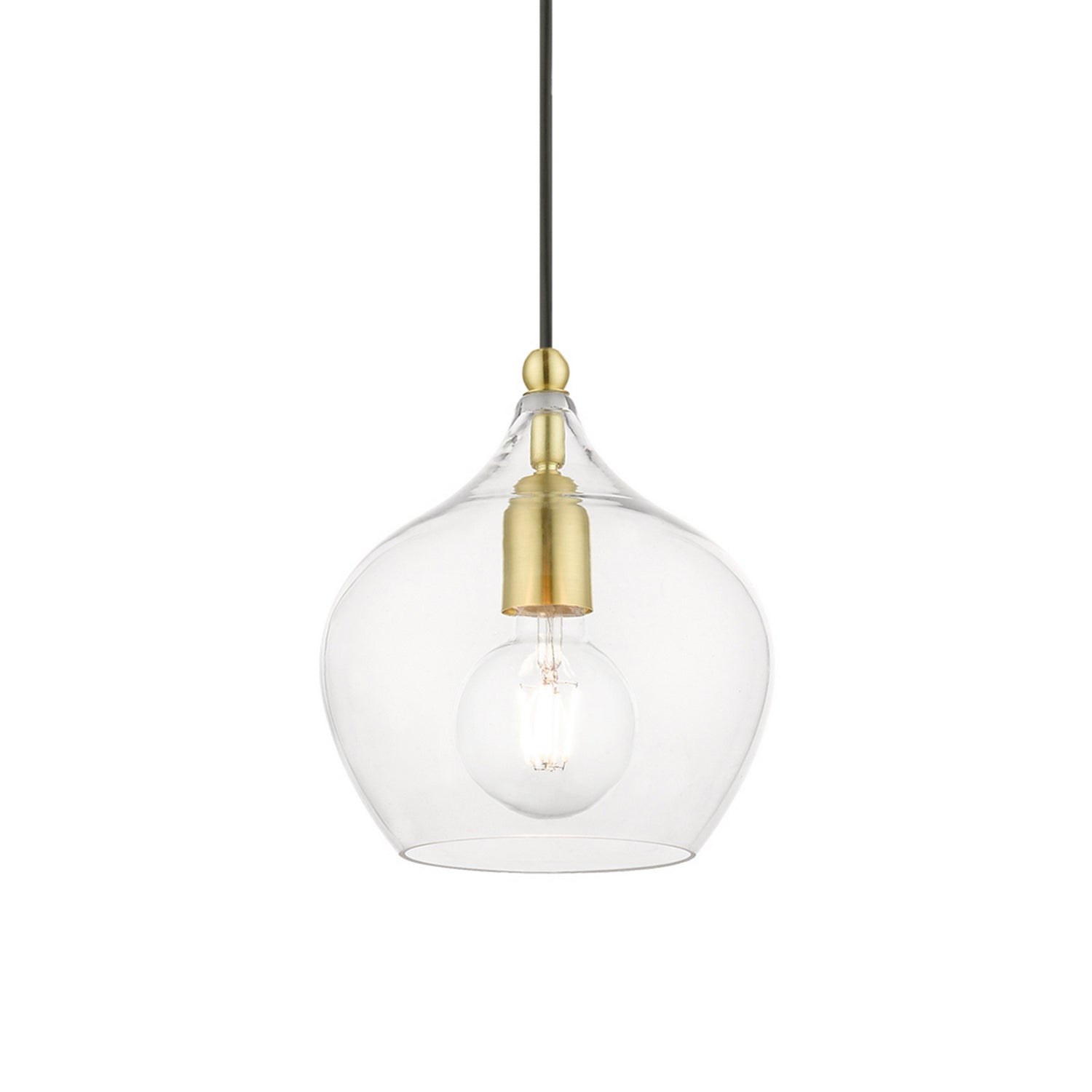 Livex Lighting - 49088-12 - One Light Pendant - Aldrich - Satin Brass w/Polished Brass