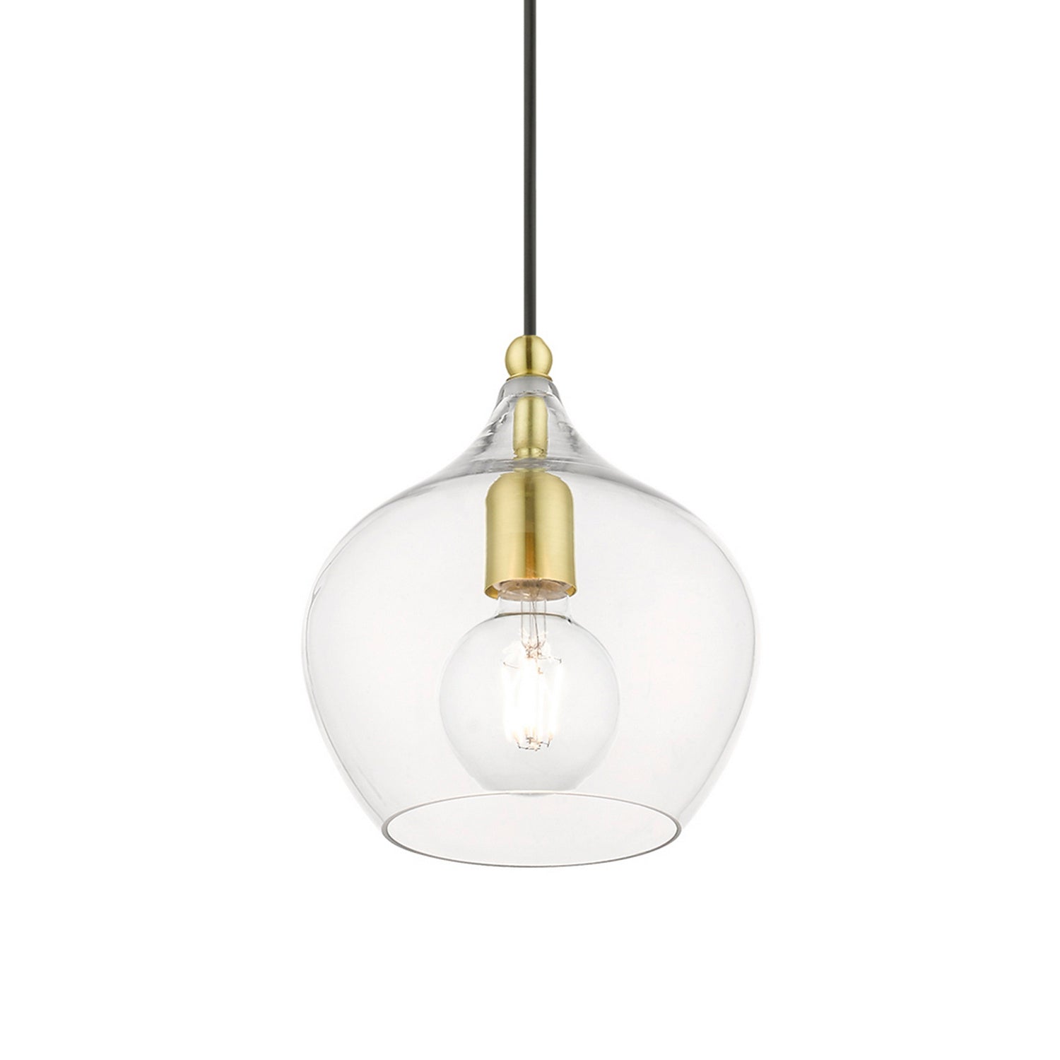 Livex Lighting - 49088-12 - One Light Pendant - Aldrich - Satin Brass w/Polished Brass