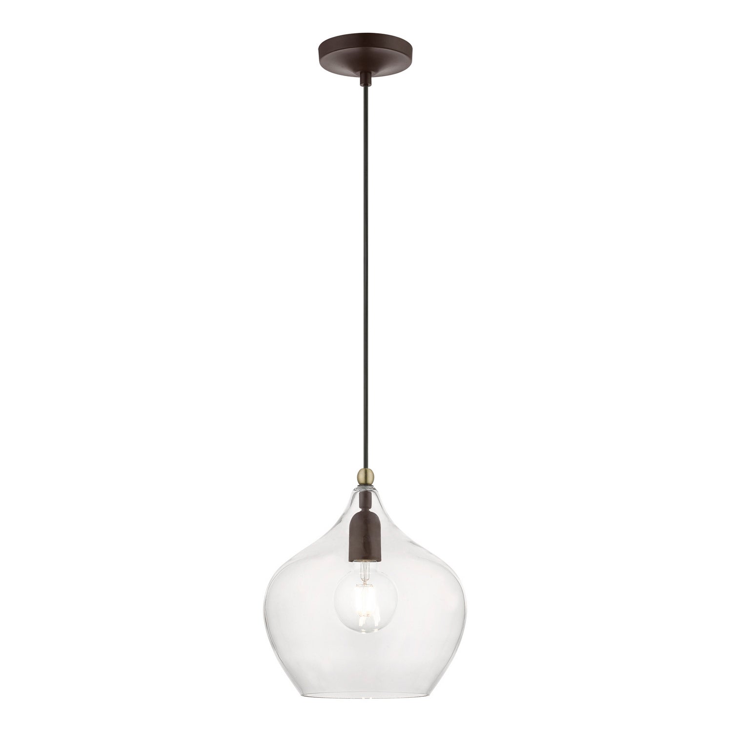 Livex Lighting - 49093-07 - One Light Pendant - Aldrich - Bronze w/Antique Brass