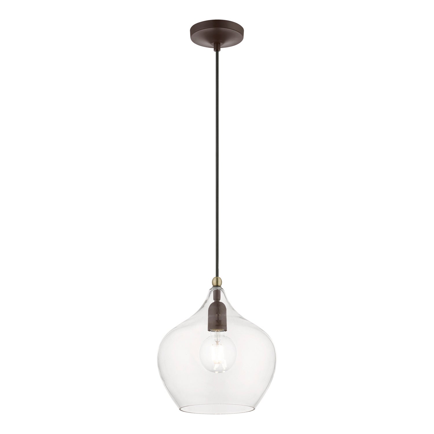 Livex Lighting - 49093-07 - One Light Pendant - Aldrich - Bronze w/Antique Brass